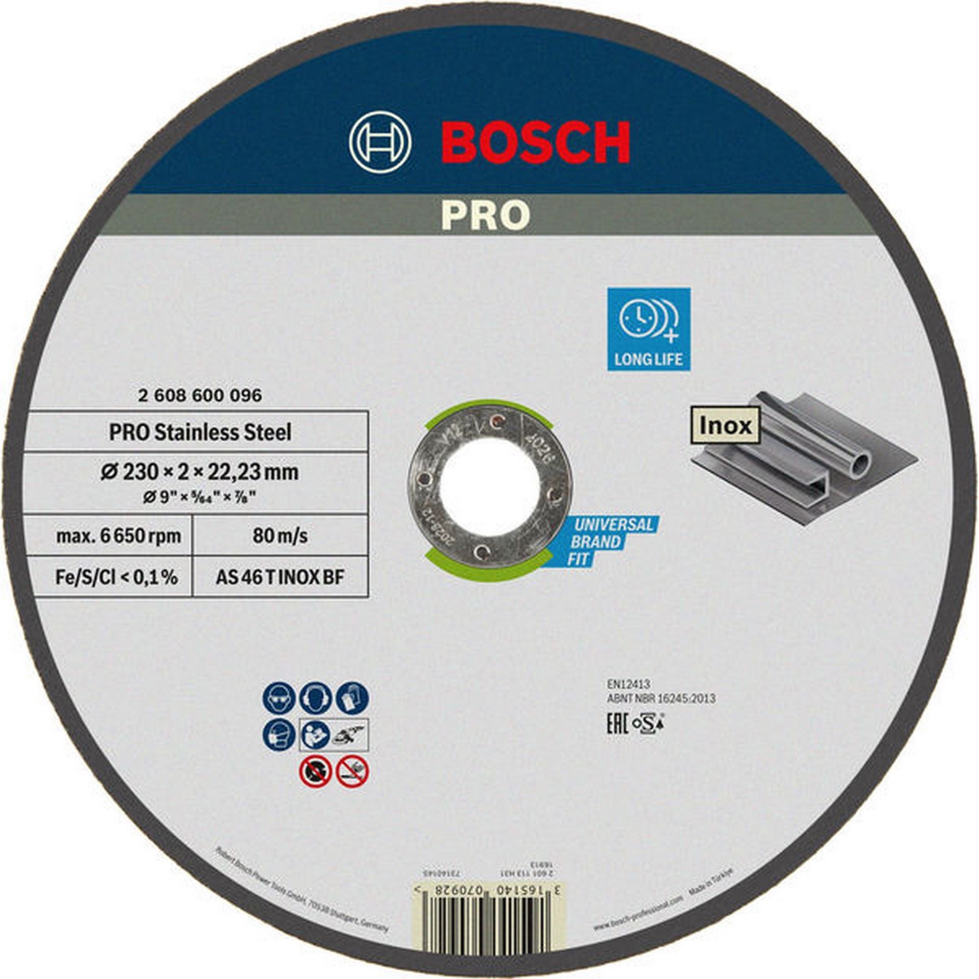Bosch PRO Stainless Steel Trennscheibe, 230 x 2 x 22,23 mm #2608600096