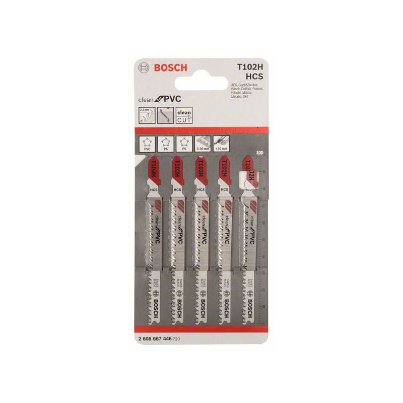 Bosch PRO Plastics PVC clean T102H Stichsägeblatt, 100 mm, 5-tlg. #2608667446
