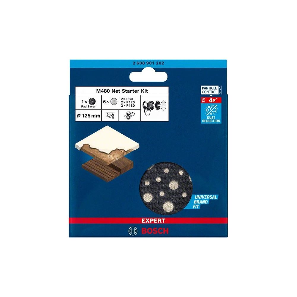 Bosch EXPERT M480 Schleifnetz Starter Set, Schleiftellerschoner, 125mm, K80-180, 7tlg. #2608901202