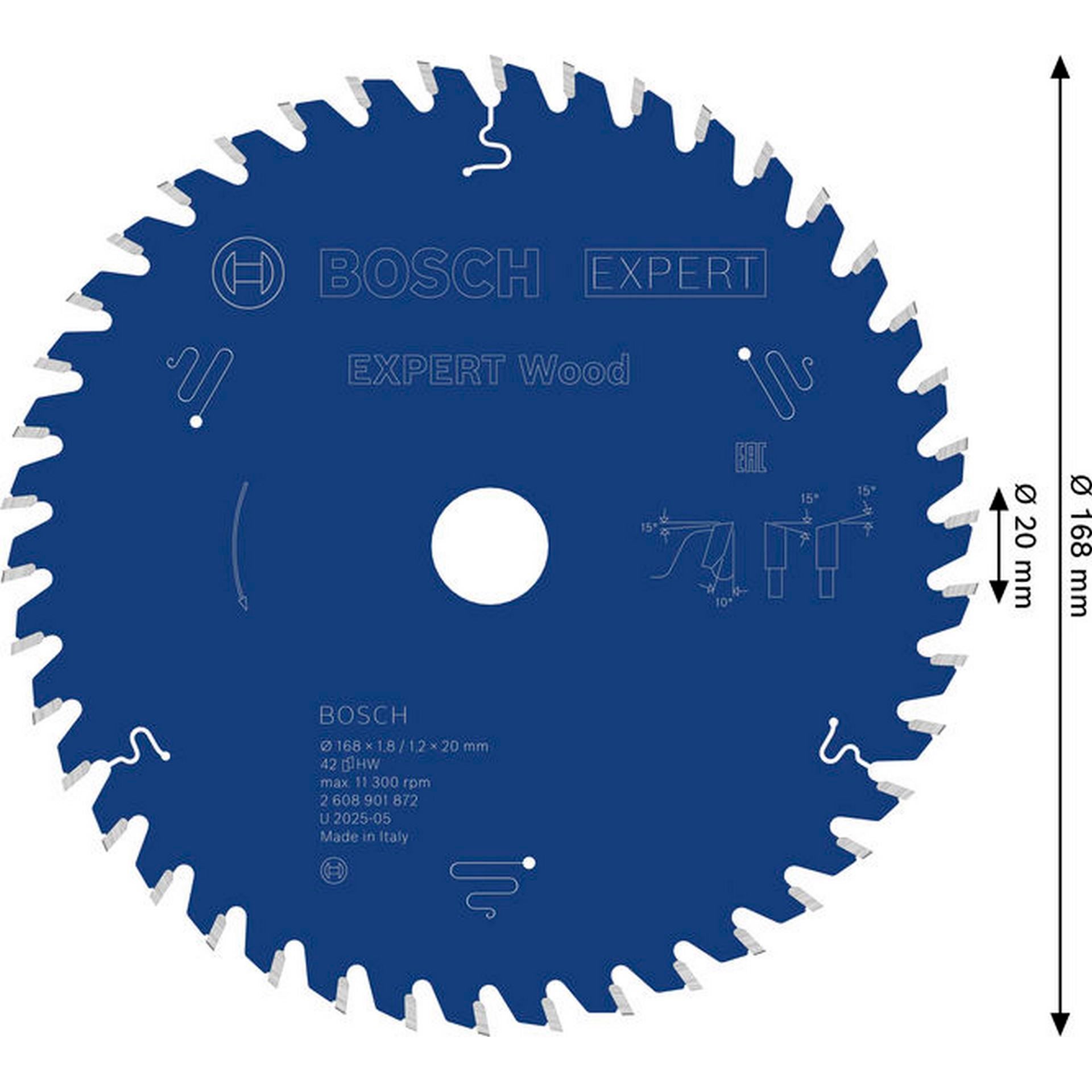 Bosch EXPERT Wood Kreissägeblatt, 168x1,8/1,2x20 mm, Z42 #2608901872