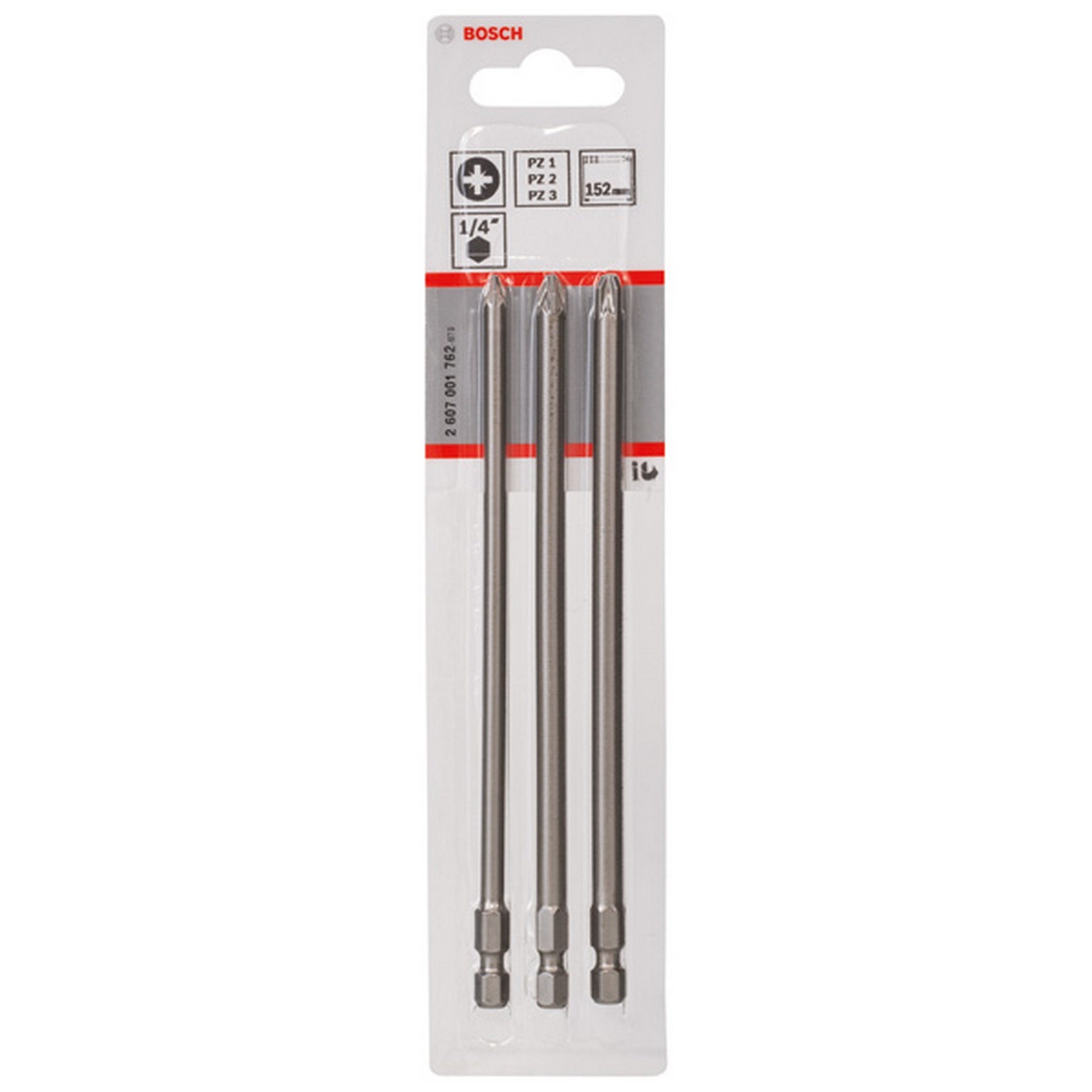 Bosch Schrauberbit-Set Extra-Hart, 3-teilig, PZ1, PZ2, PZ3, 152 mm #2607001762