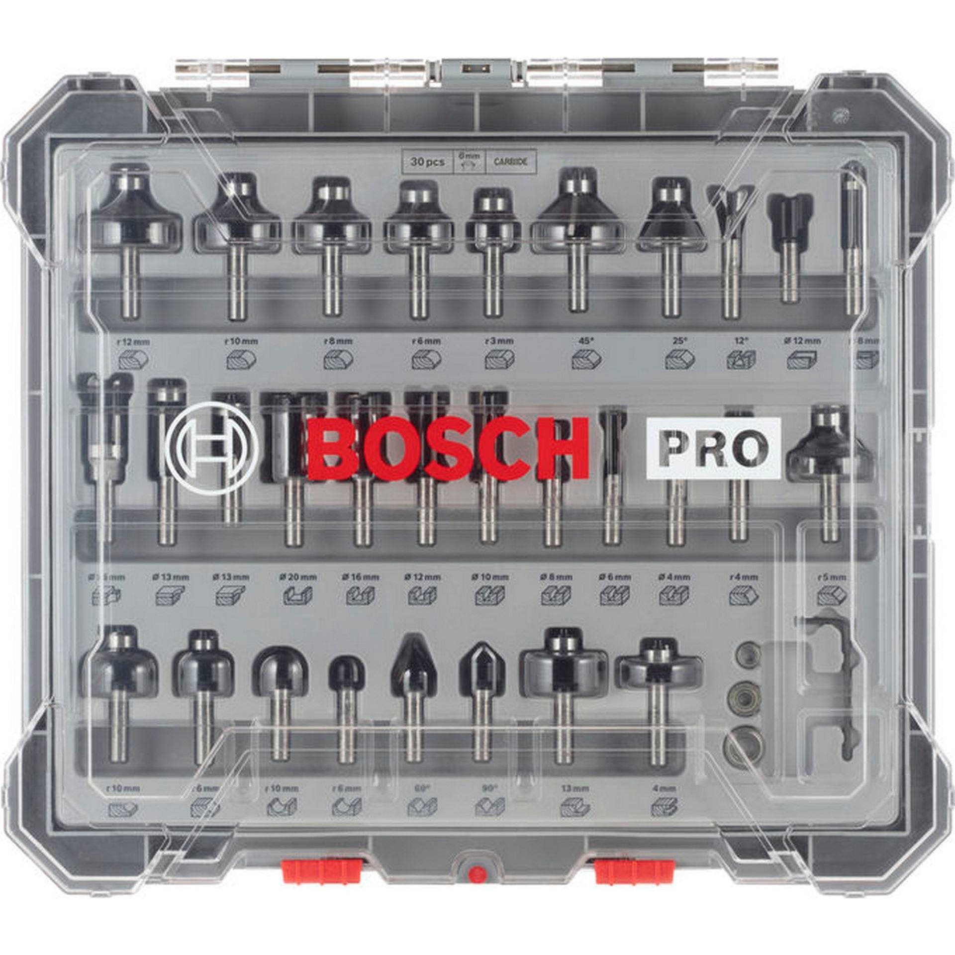Bosch PRO Fräser-Set, gemischt, Schaft 8 mm, 30-tlg. #2607017475
