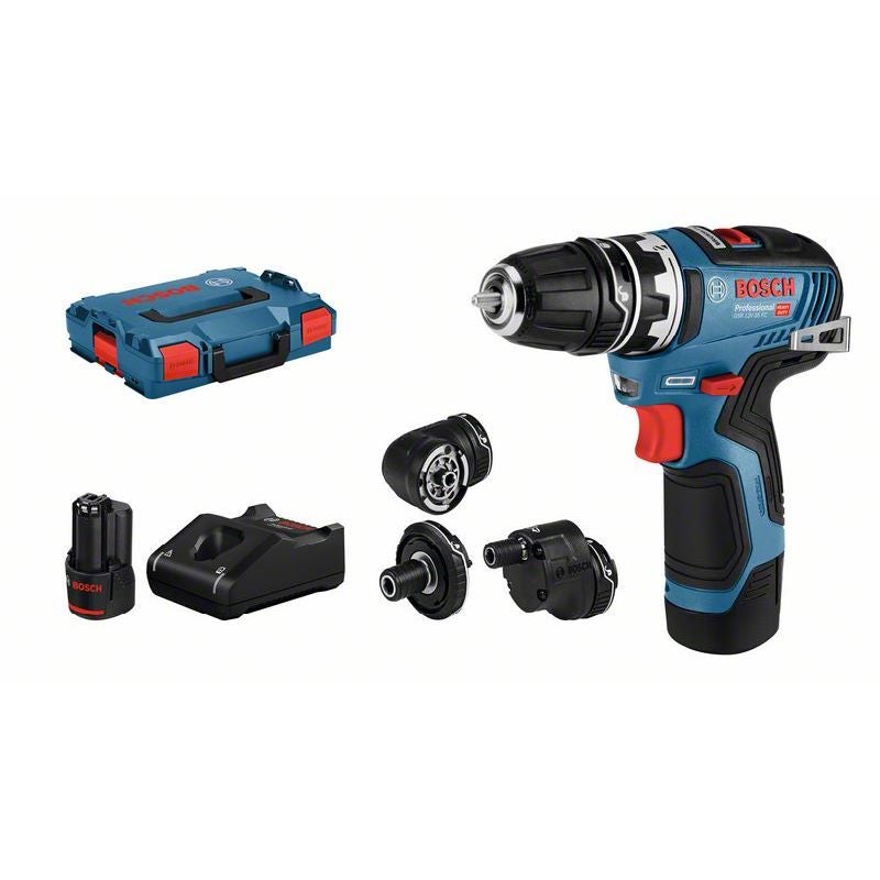 Bosch Akku-Bohrschrauber GSR 12V-35 FC, mit 2 x 3.0 Ah Li-Ion Akku, 4 Aufsätze, L-BOXX #06019H3000