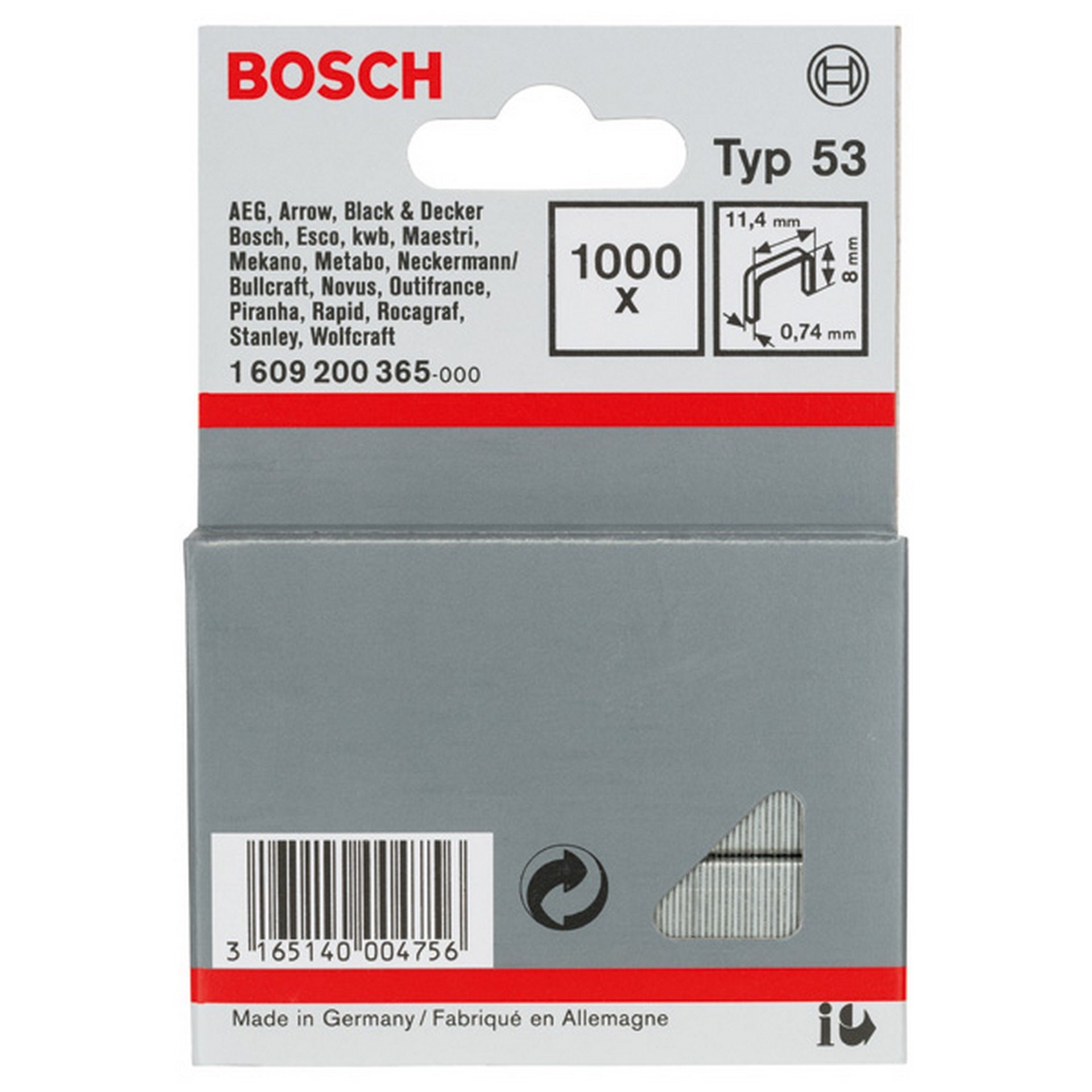 Bosch Feindrahtklammern, Typ 53/8 #1609200365