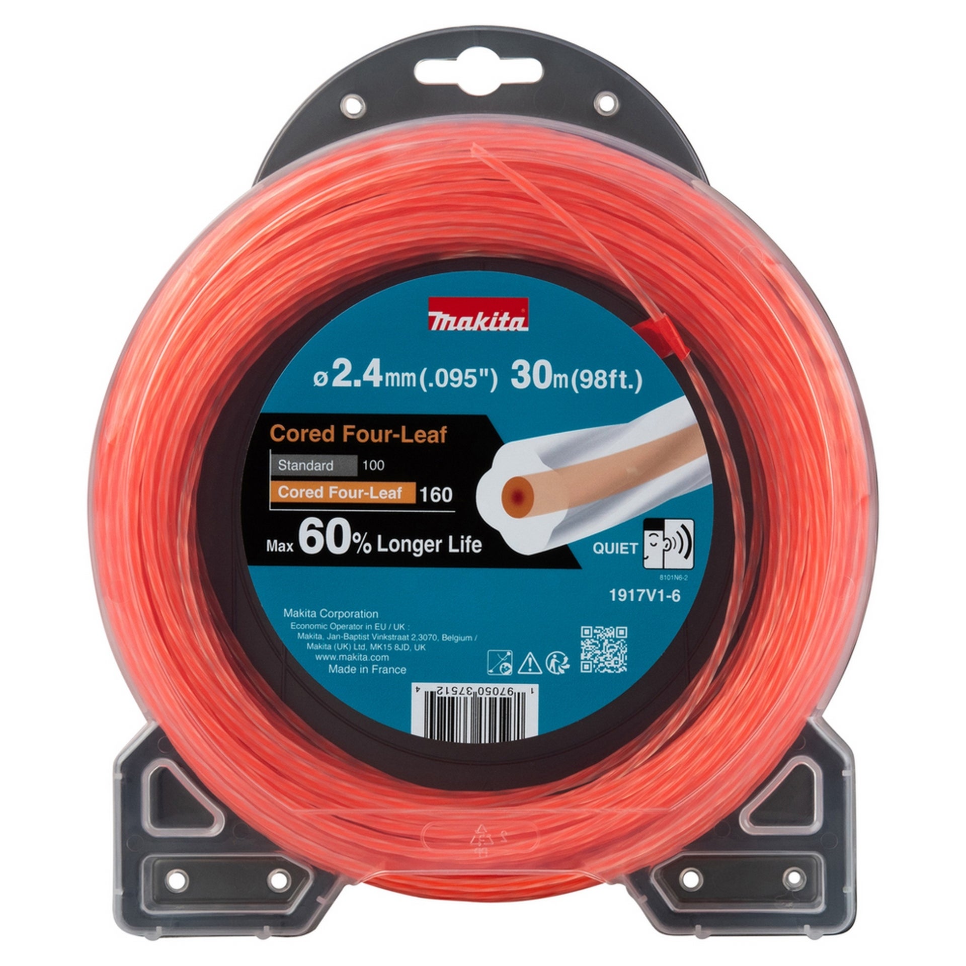 Makita Viersträngige Nylonschnur 2,4 mm x 30 m, orange #1917V1-6