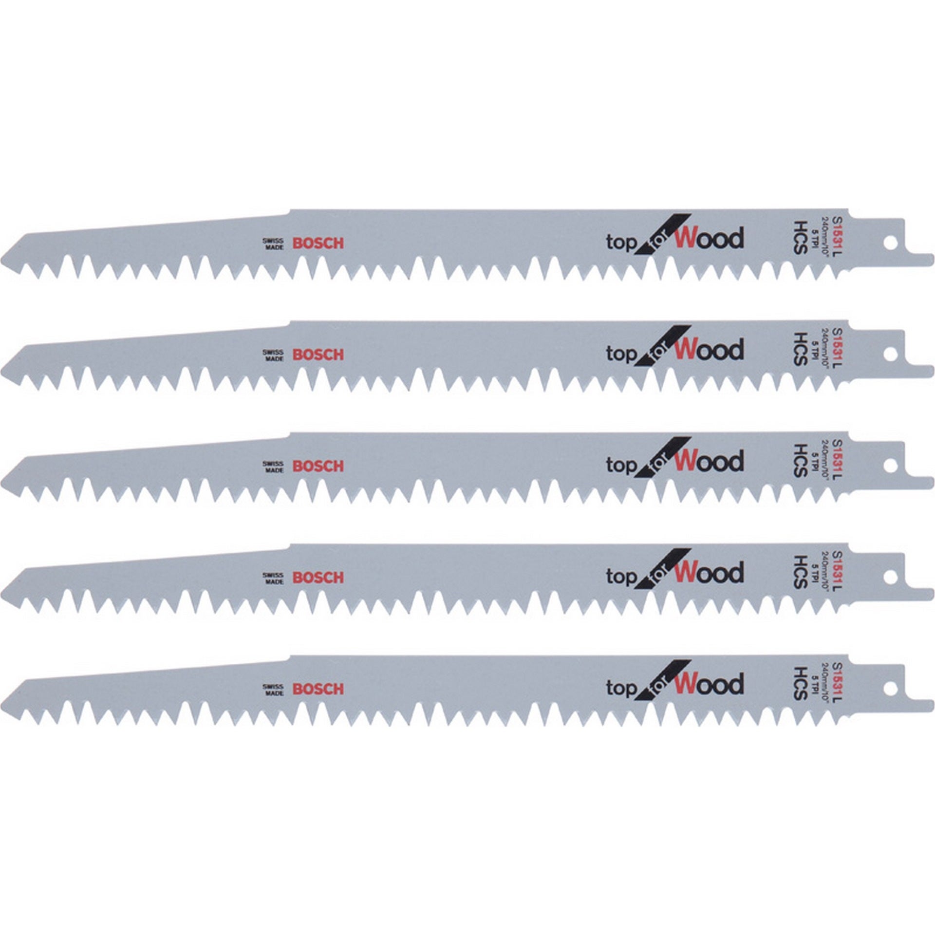 Bosch Säbelsägeblatt S 1531 L, Top for Wood, 5er-Pack #2608650676