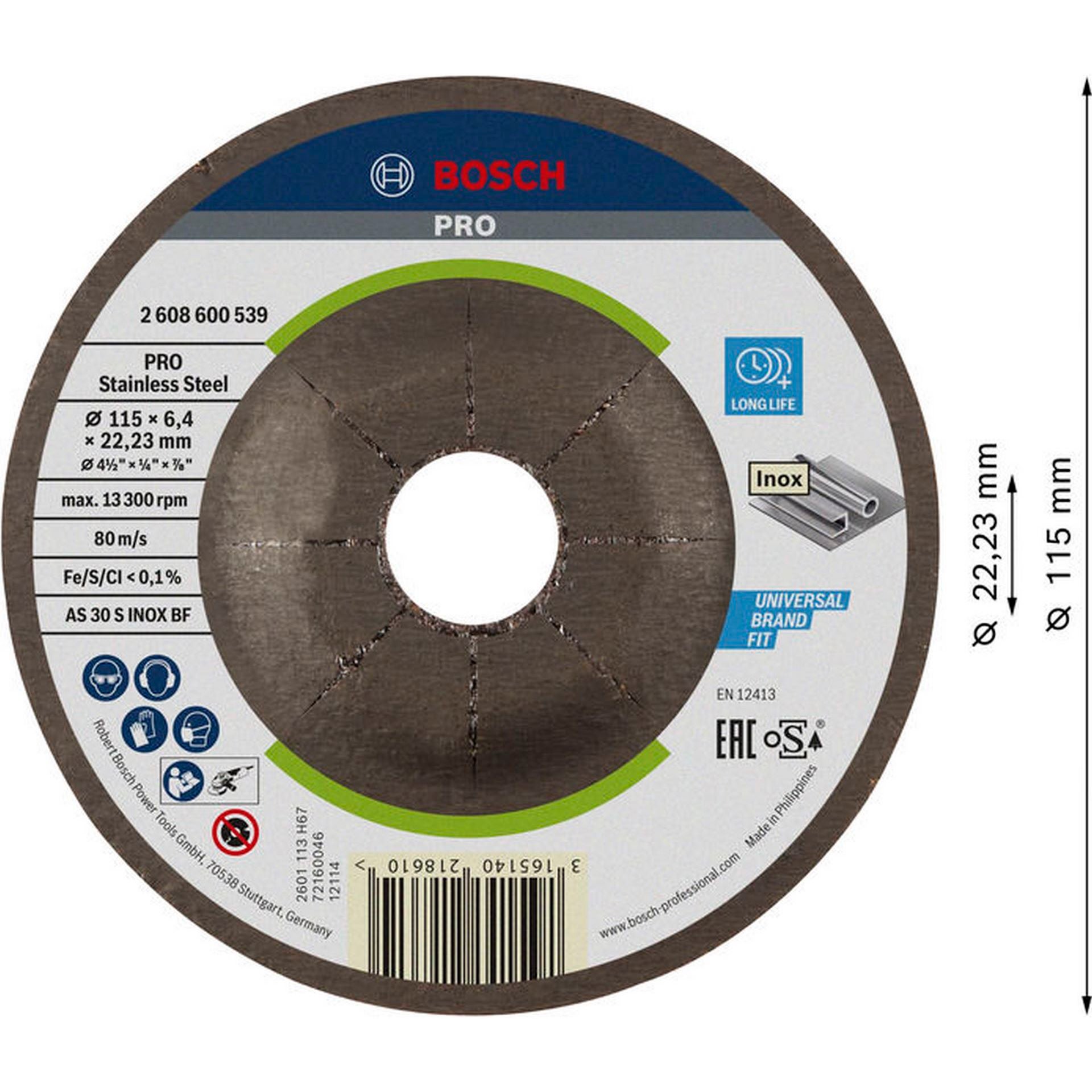 Bosch PRO Stainless Steel Schruppscheibe, 115 x 6 x 22,23 mm #2608600539