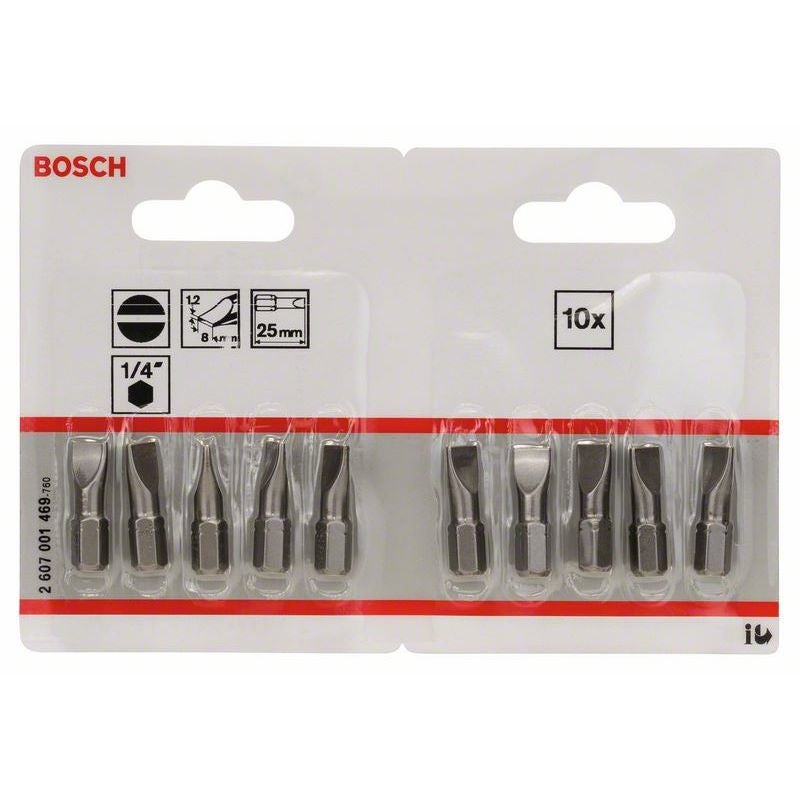 Bosch Schrauberbit Extra-Hart S 1,2 x 8,0, 25 mm, 10er-Pack #2607001469