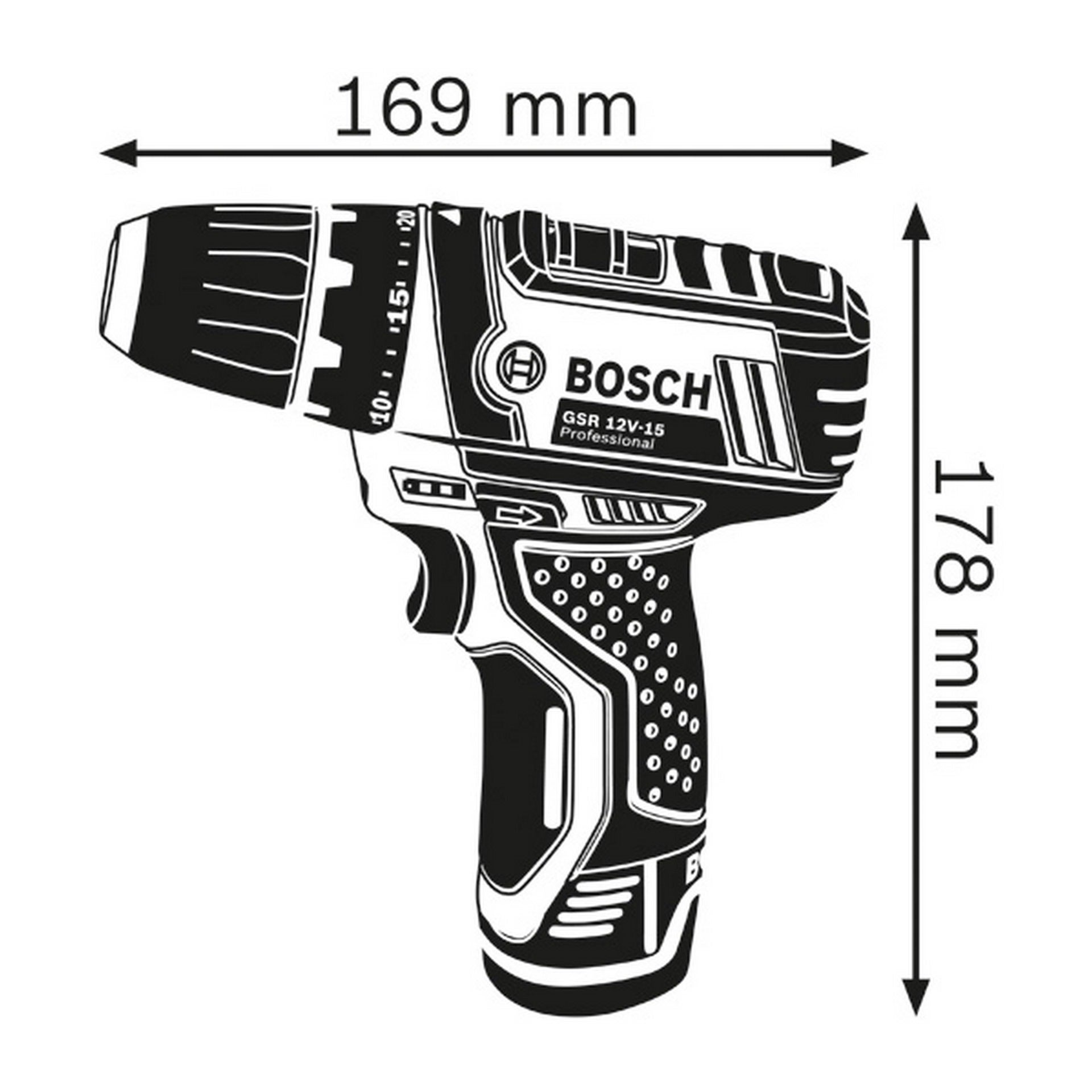 Bosch Akku-Bohrschrauber GSR 12V-15, 2 x Akku GBA 12V 2.0Ah, L-BOXX #0601868109