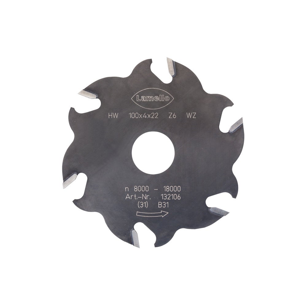 Lamello Nutfräser für Classic X, HW, Ø100x4xØ22 mm, Z6 Wechselzahn #132106