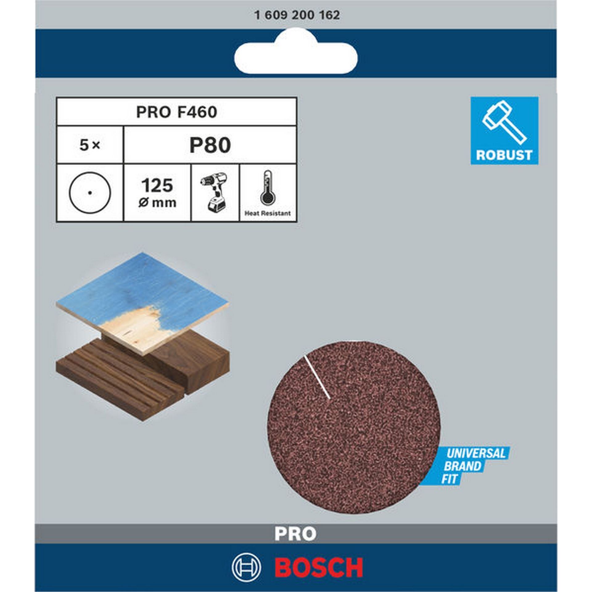 Bosch PRO F460 Schleifblatt, 125 mm, G80, 5-tlg. #1609200162