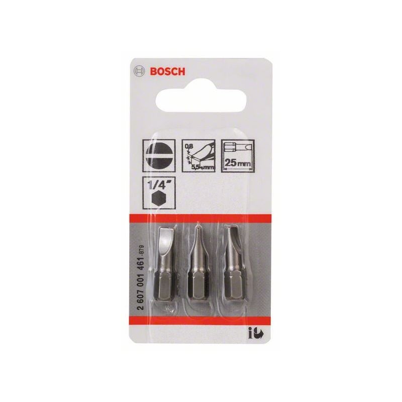 Bosch Schrauberbit Extra-Hart S 0,8 x 5,5, 25 mm, 3er-Pack #2607001461
