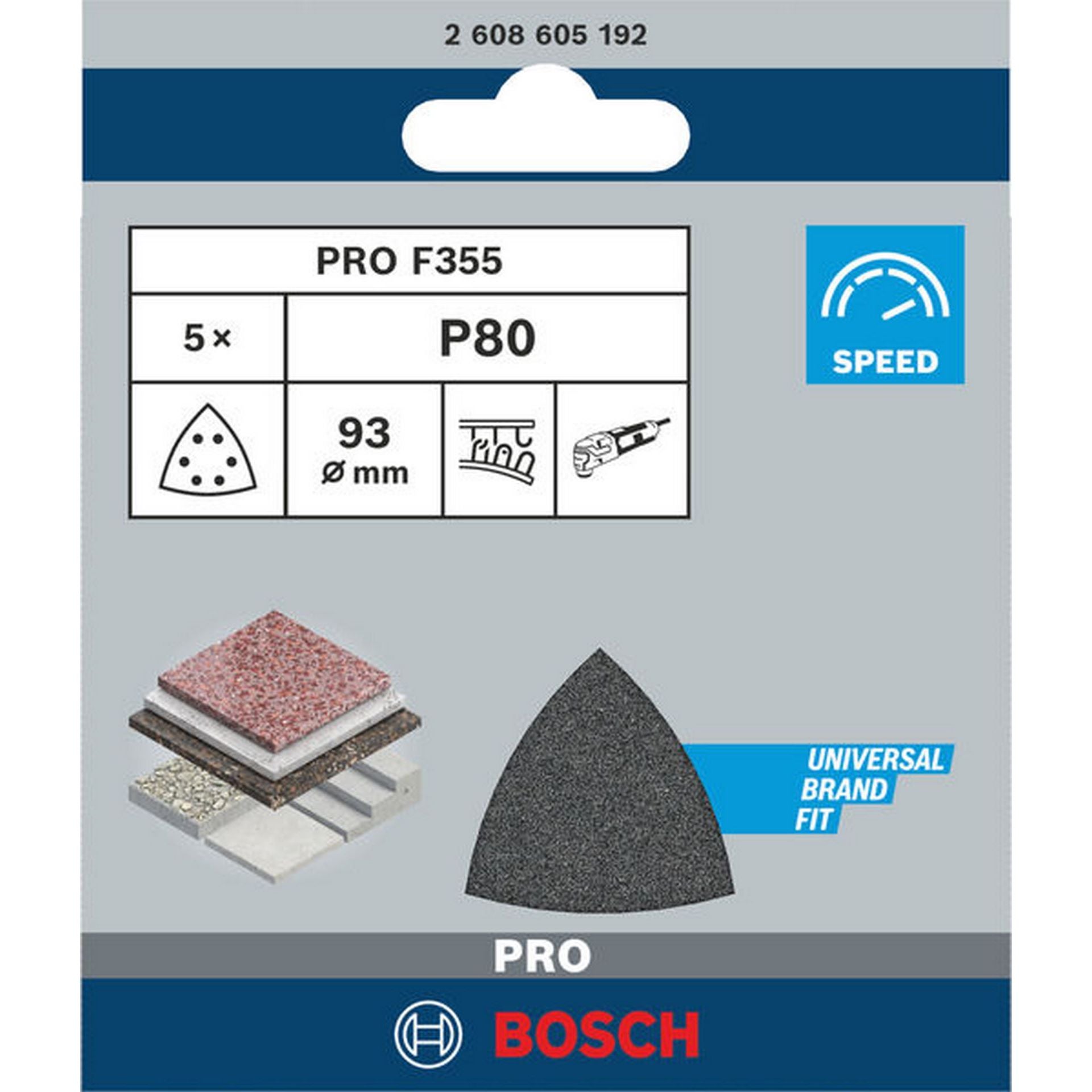 Bosch PRO F355 Schleifblatt, 93 mm, G80, 5-tlg. #2608605192