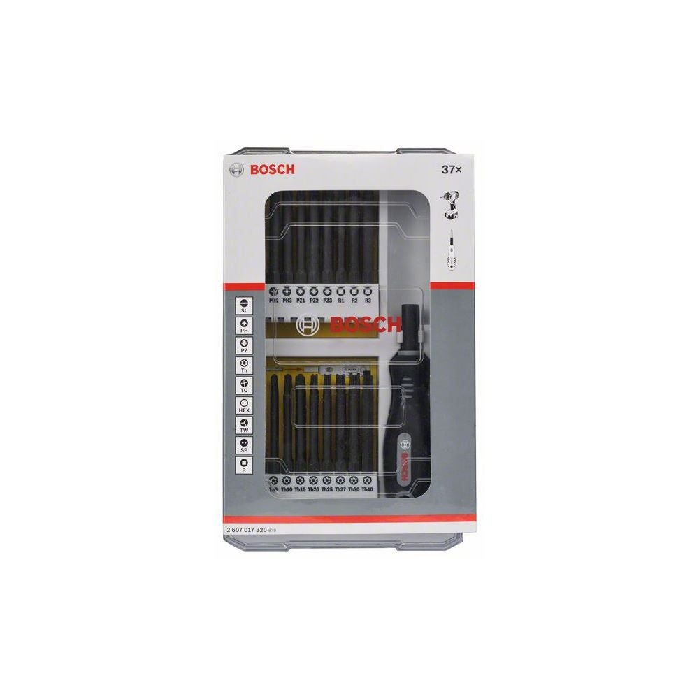 Bosch 37-teil. Set m Schrauberbits u Griff, PH, PZ, SL, TH, TQ, H, TW, SP, R und Bith #2607017320