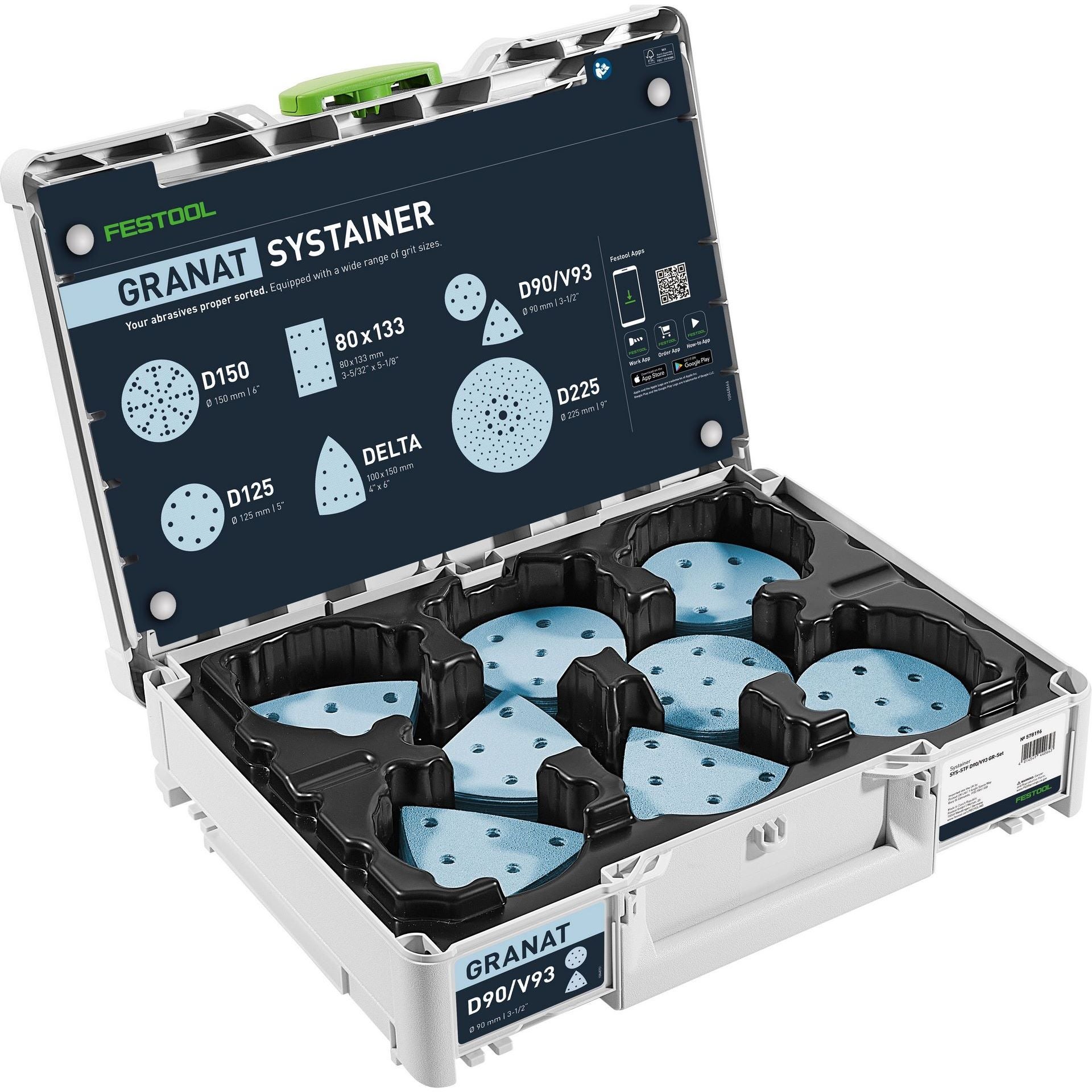 Festool Schleifmittel-Systainer³ Granat D90/V93 GR SYS #578196