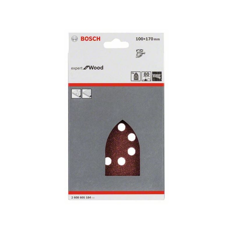 Bosch Schleifblatt C430, 100 x 170 mm, 80, 8 Löcher, Klett, 5er-Pack #2608605184
