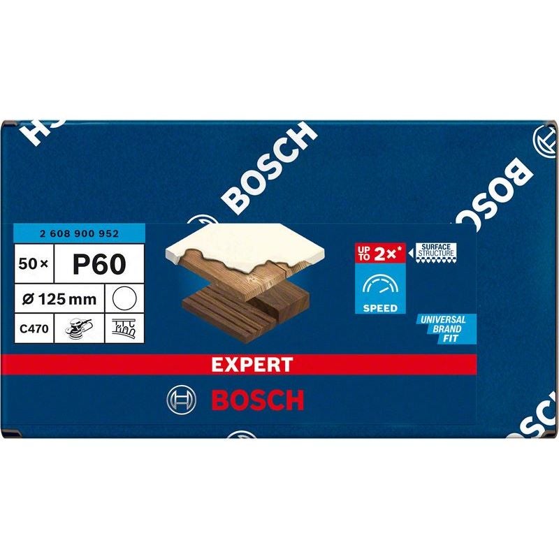 Bosch EXPERT C470 Schleifblatt, 125mm, K60, keine Löcher, 50-tlg. #2608900952