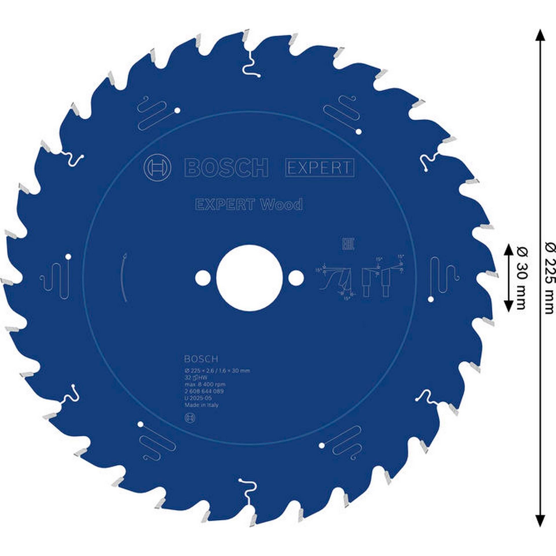 Bosch EXPERT Wood Kreissägeblatt, 225x2,6/1,6x30 mm, Z32 #2608644089