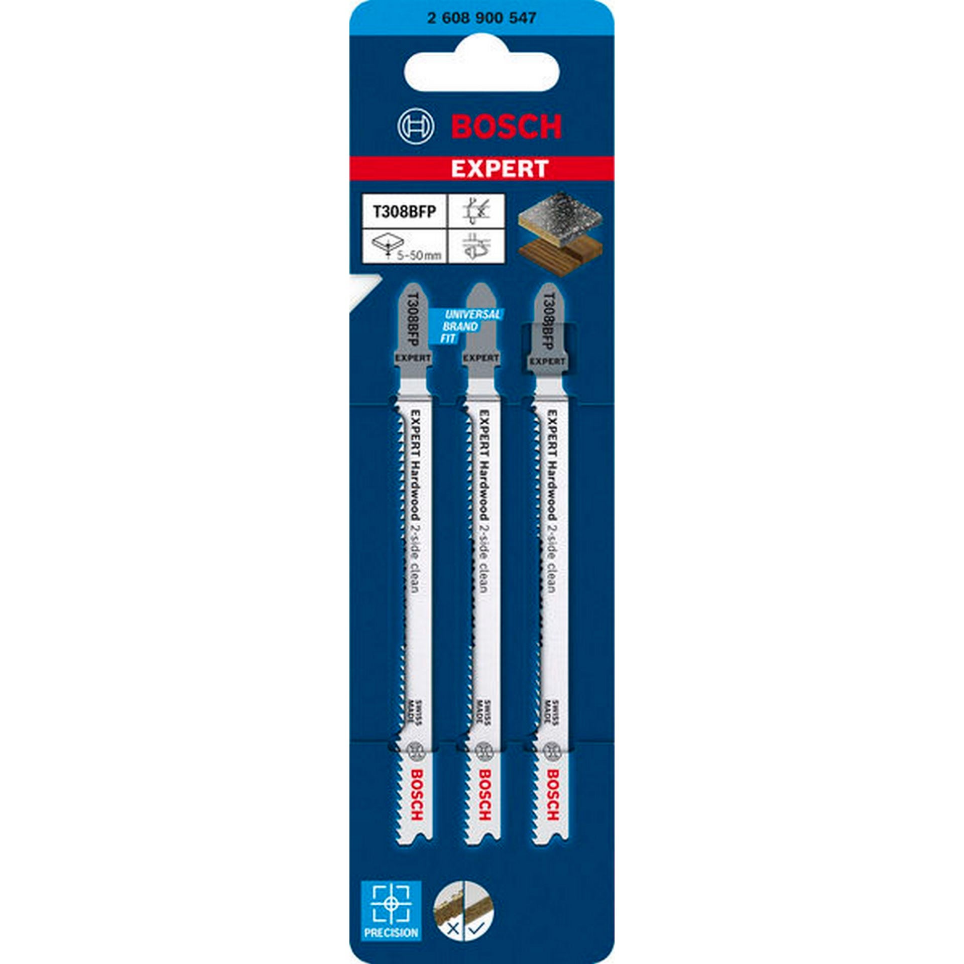 Bosch EXPERT Hardwood 2-side clean T308BFP Stichsägeblatt, 3-tlg. #2608900547