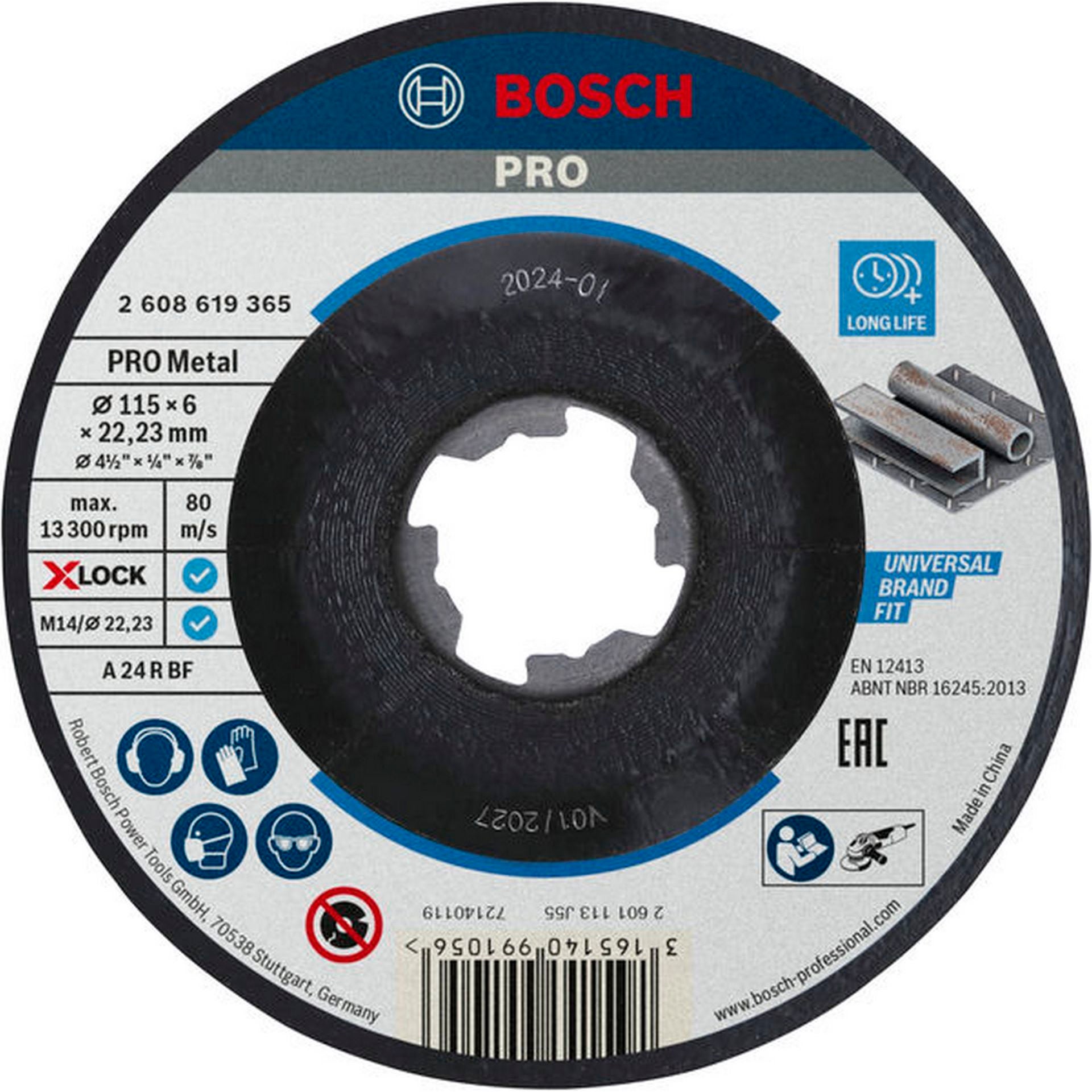 Bosch PRO Metal X-Lock Schleifscheibe, 115 x 6 x 22.23 mm #2608619365