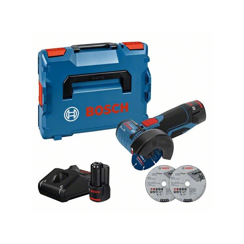 Bosch Akku-Winkelschleifer GWS 12V-76, 2 x Akku GBA 12V 3.0Ah in L-BOXX #06019F200B