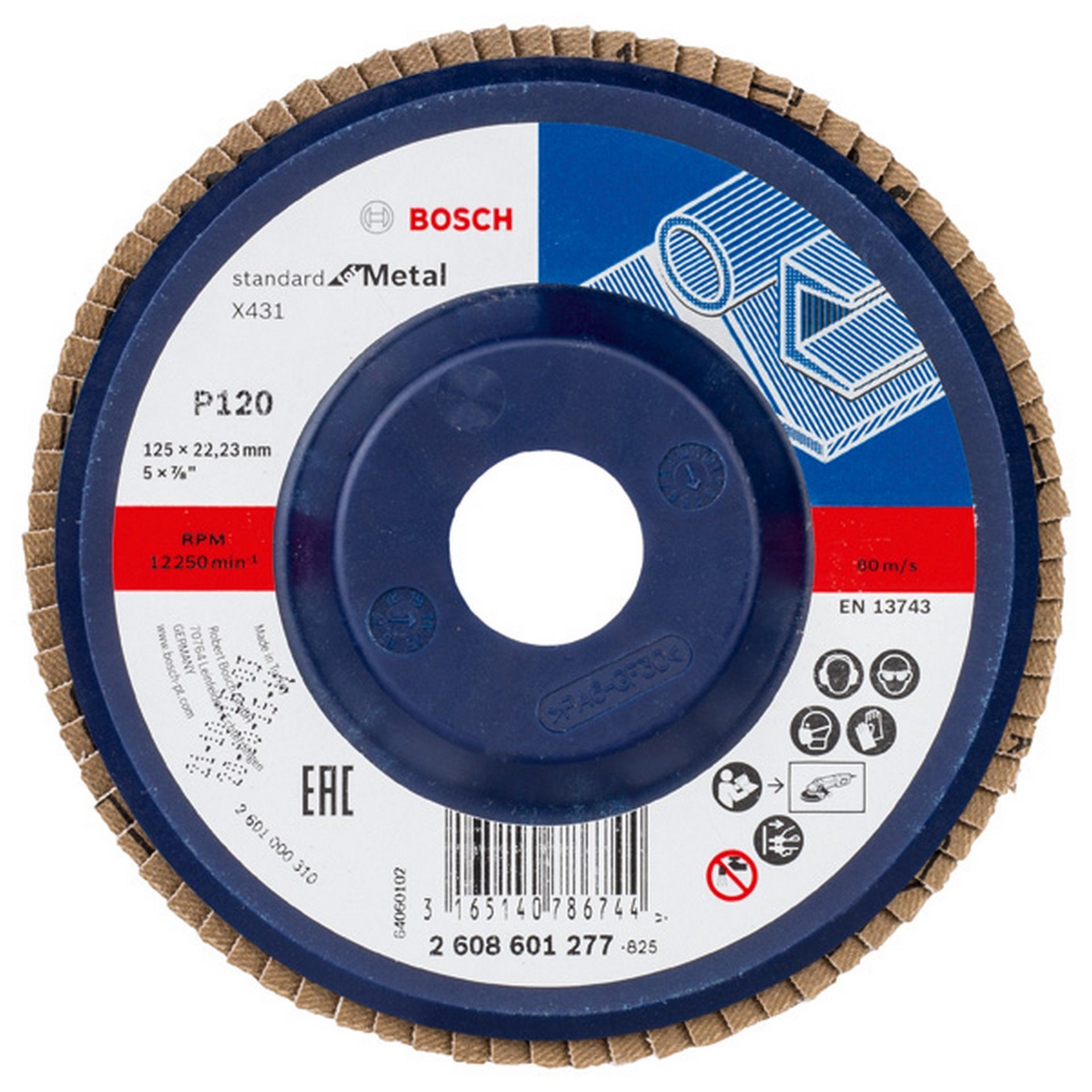 Bosch Fächerschleifscheibe X431 Standard for Metal, gerade, 125 mm, 120, Kunststoff #2608601277