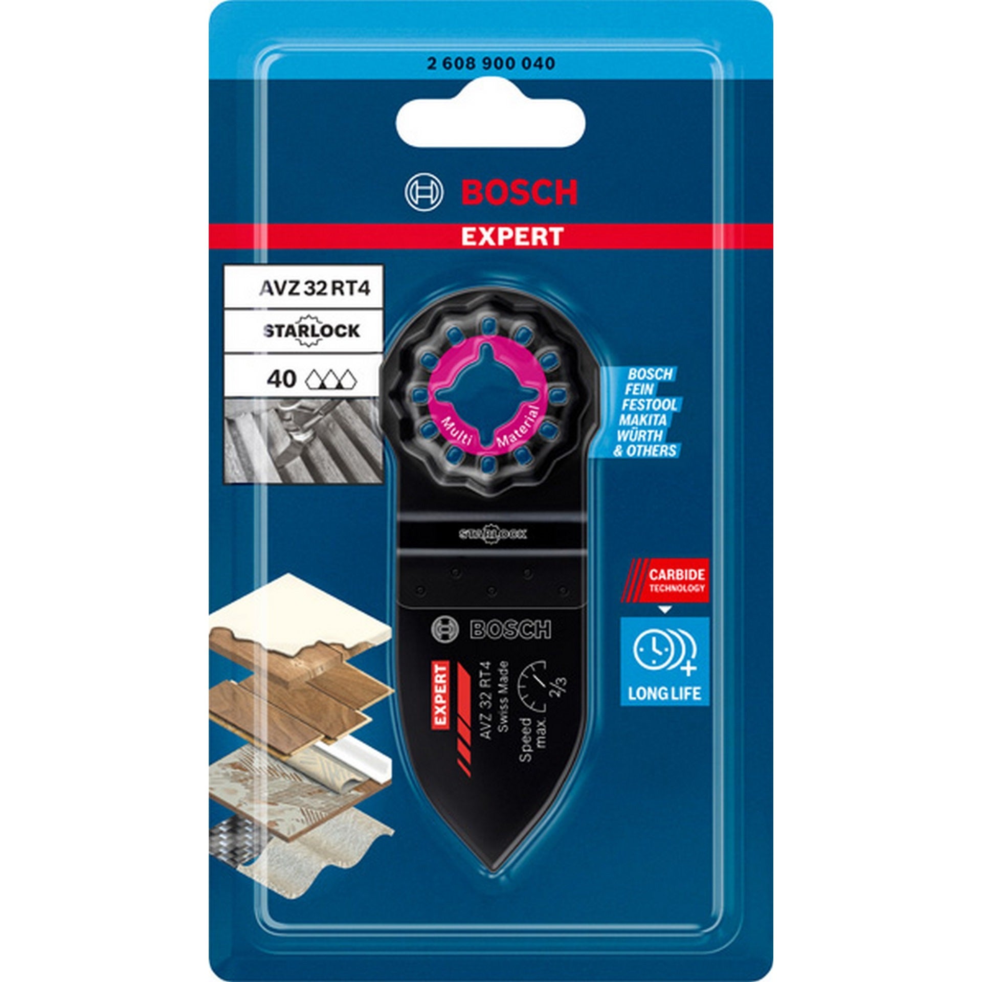 Bosch EXPERT AVZ 32 RT4 Schleiffinger für Multifunktionswerkzeuge, 32x53 mm #2608900040