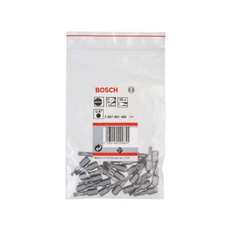 Bosch Schrauberbit Extra-Hart S 0,6 x 4,5, 25 mm, 25er-Pack #2607001460