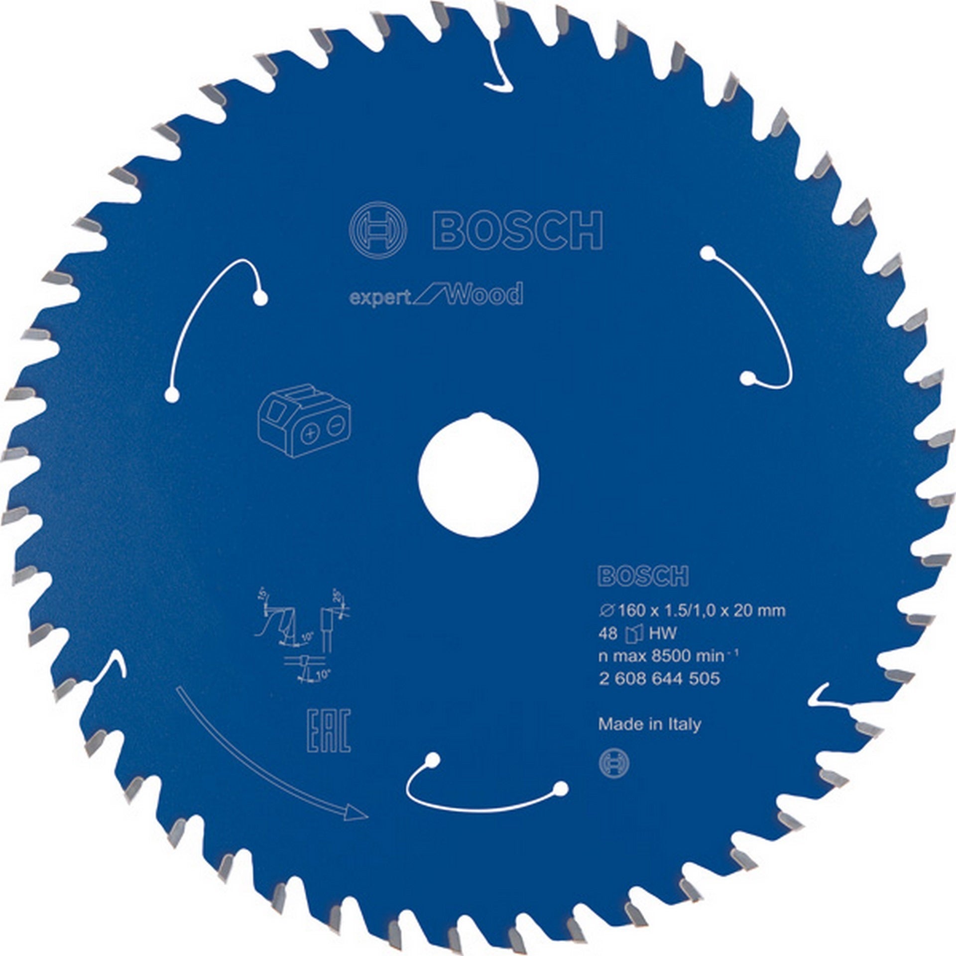Bosch Kreissägeblatt für Akkusägen Expert for Wood, 160 x 1,5/1 x 20, 48 Zähne #2608644505