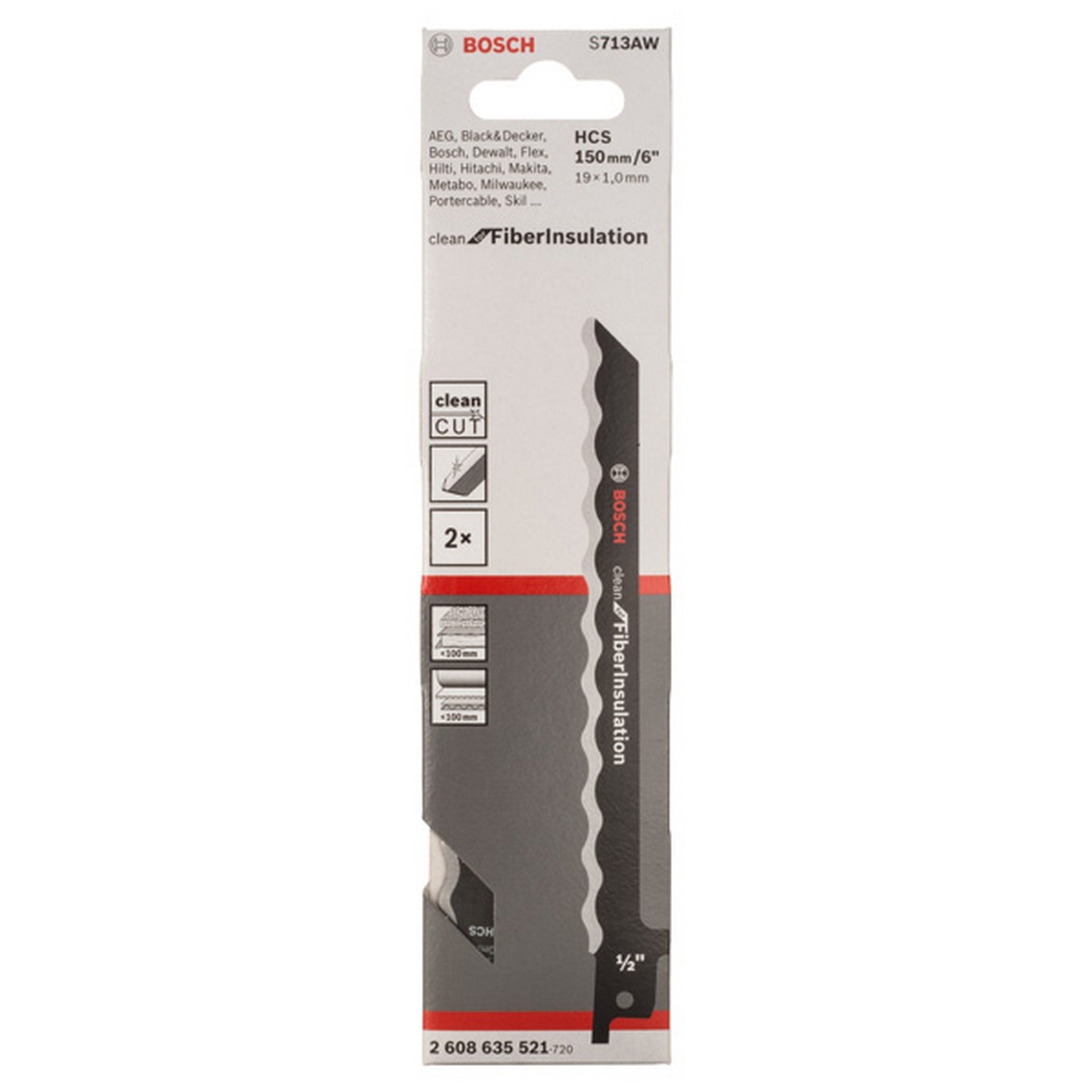 Bosch Säbelsägeblatt S 713 AW, Clean for Fibre Insulation, 2er-Pack #2608635521