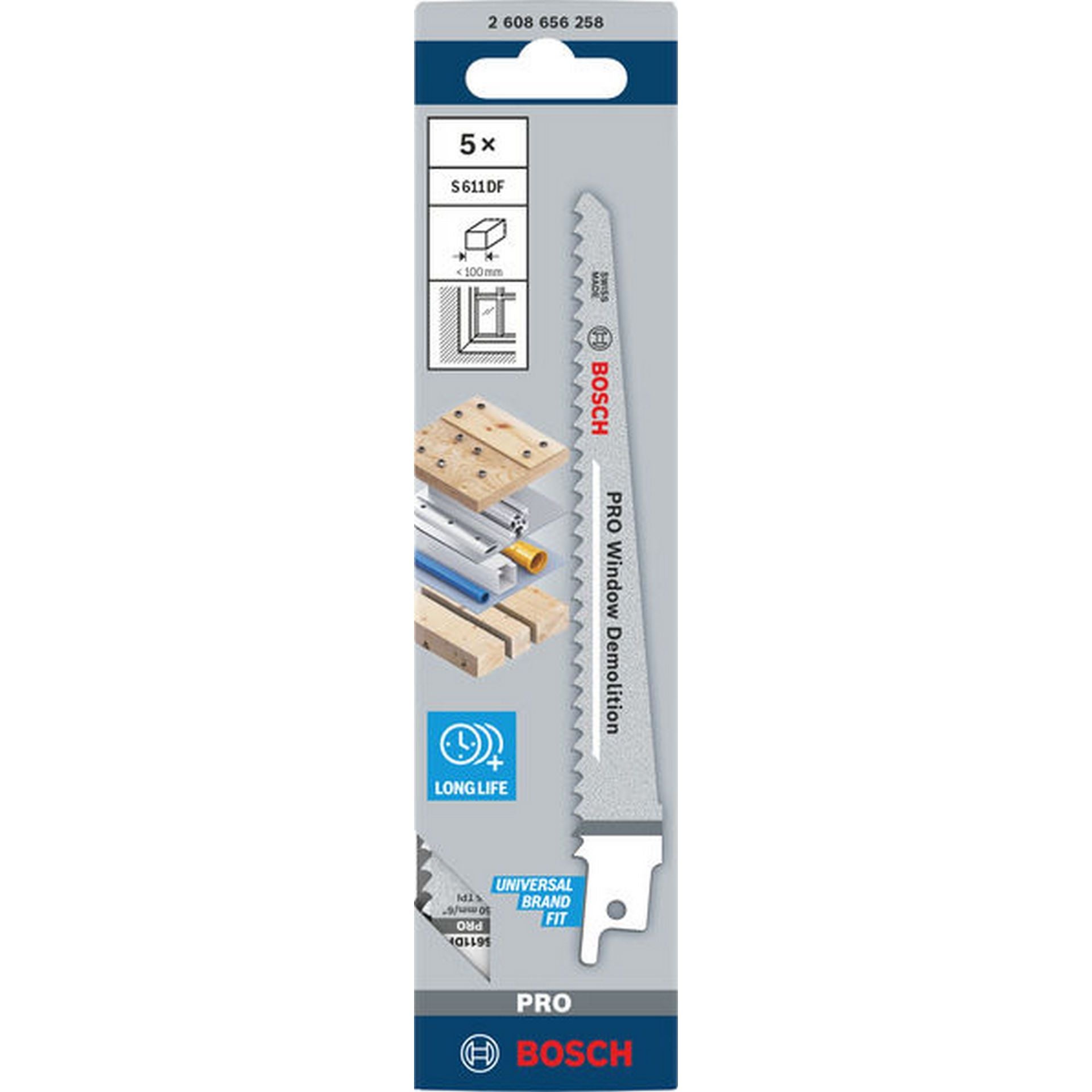 Bosch PRO Window Demolition S611DF Säbelsägeblatt, 1,25 x 19 x 150 mm, 5-tlg. #2608656258