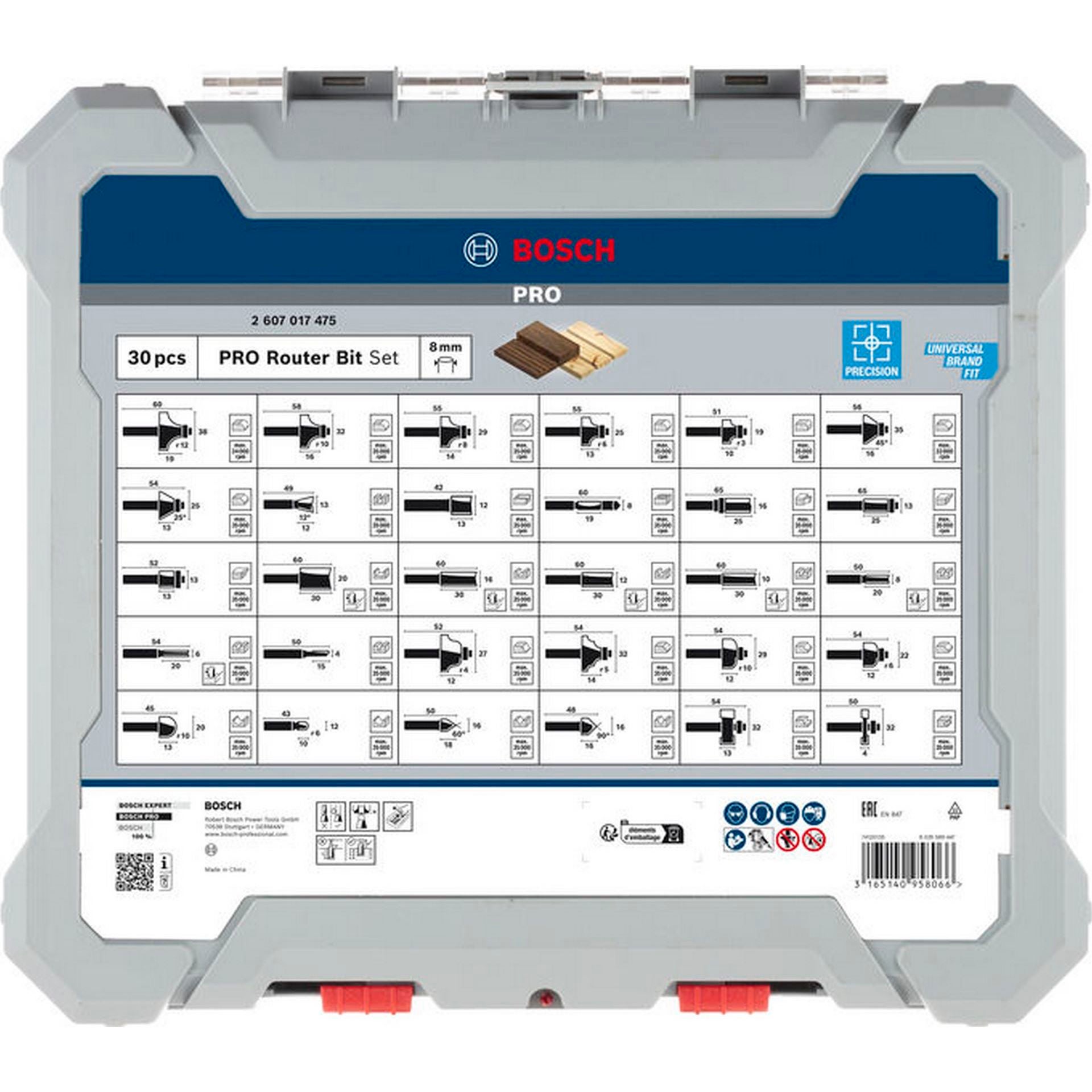 Bosch PRO Fräser-Set, gemischt, Schaft 8 mm, 30-tlg. #2607017475