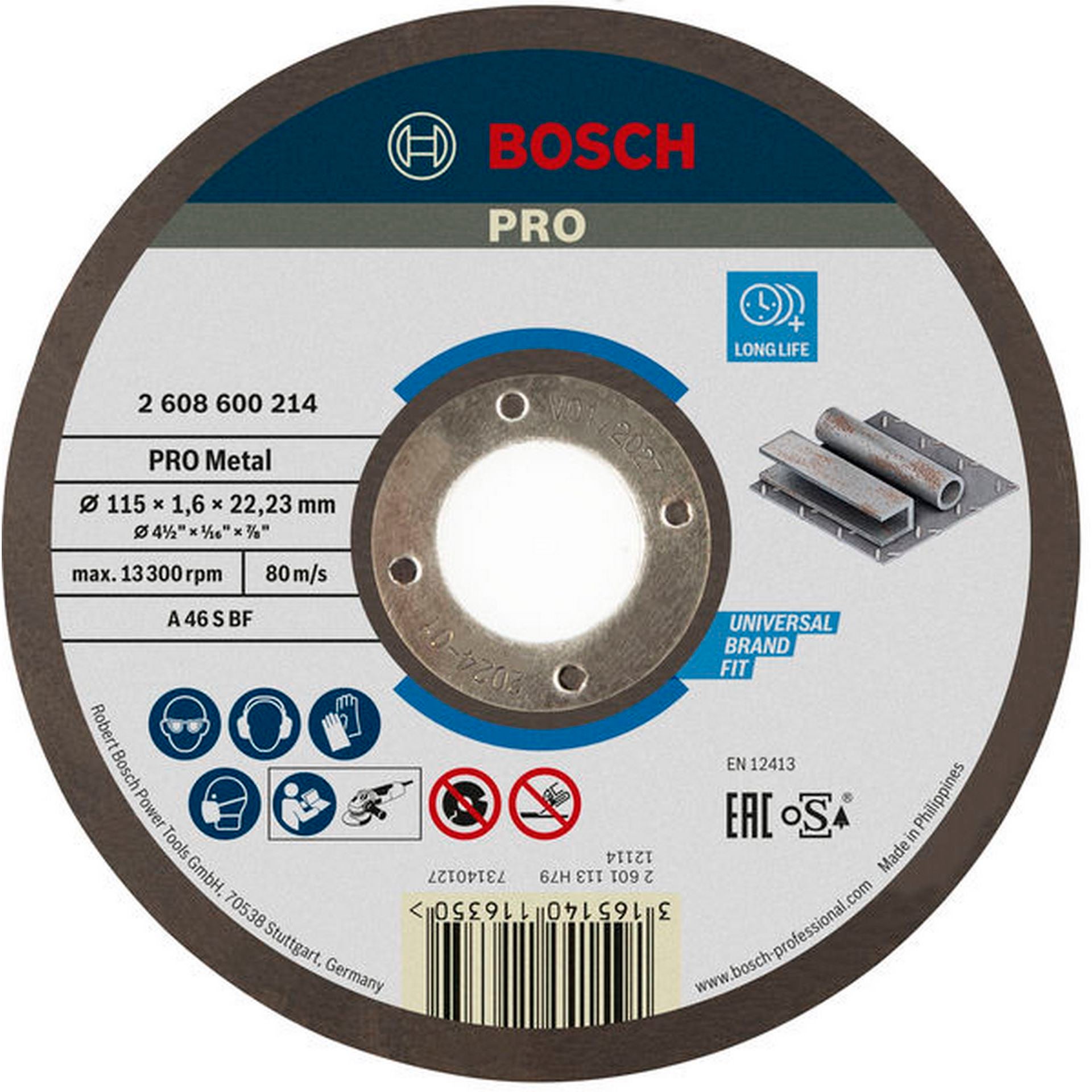 Bosch PRO Metal Trennscheibe, 115 x 1.6 x 22.23 mm, gerade, oSa #2608600214