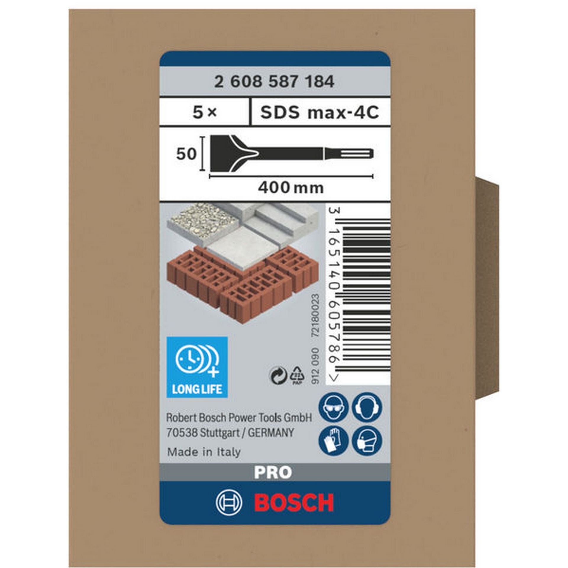 Bosch PRO SDS max-4C Spatmeißel, 50 x 400 mm, 5-tlg #2608587184