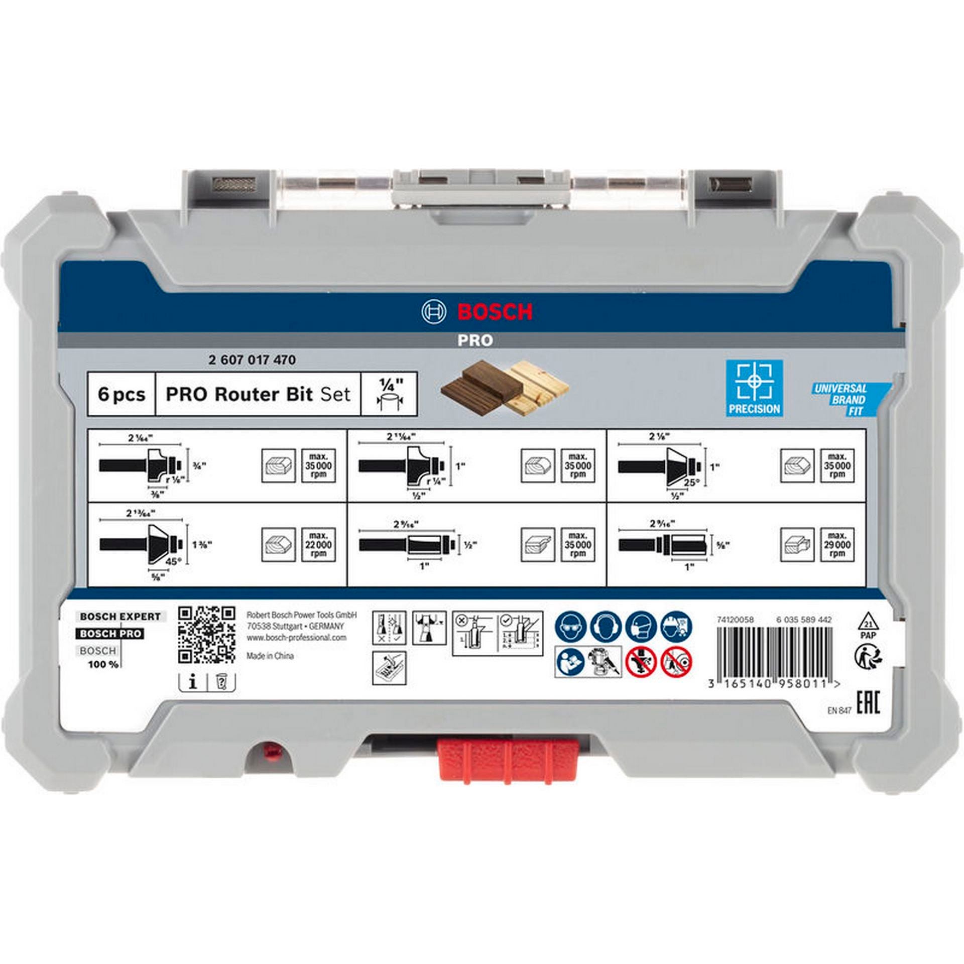 Bosch PRO Kantenfräser-Set, Schaft 1/4", 6-tlg. #2607017470