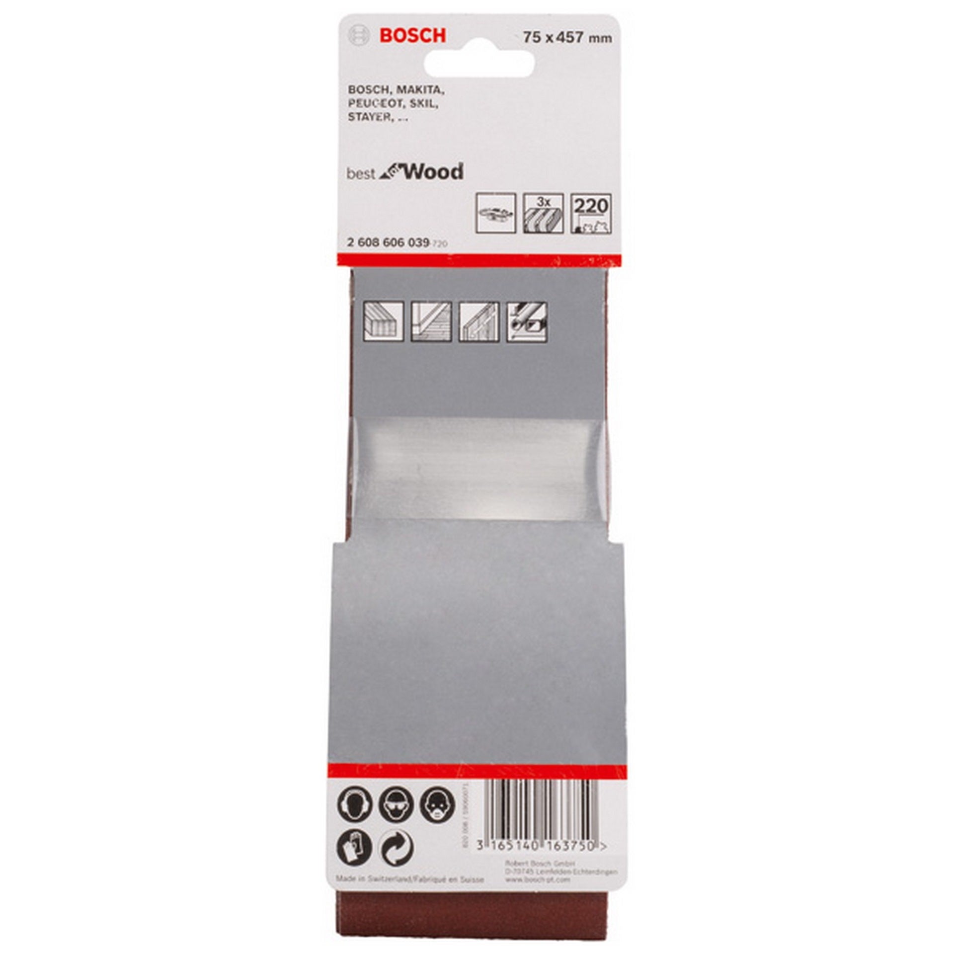 Bosch PRO X440 Schleifband, 75 x 457 mm, G220, 3-tlg. #2608606039
