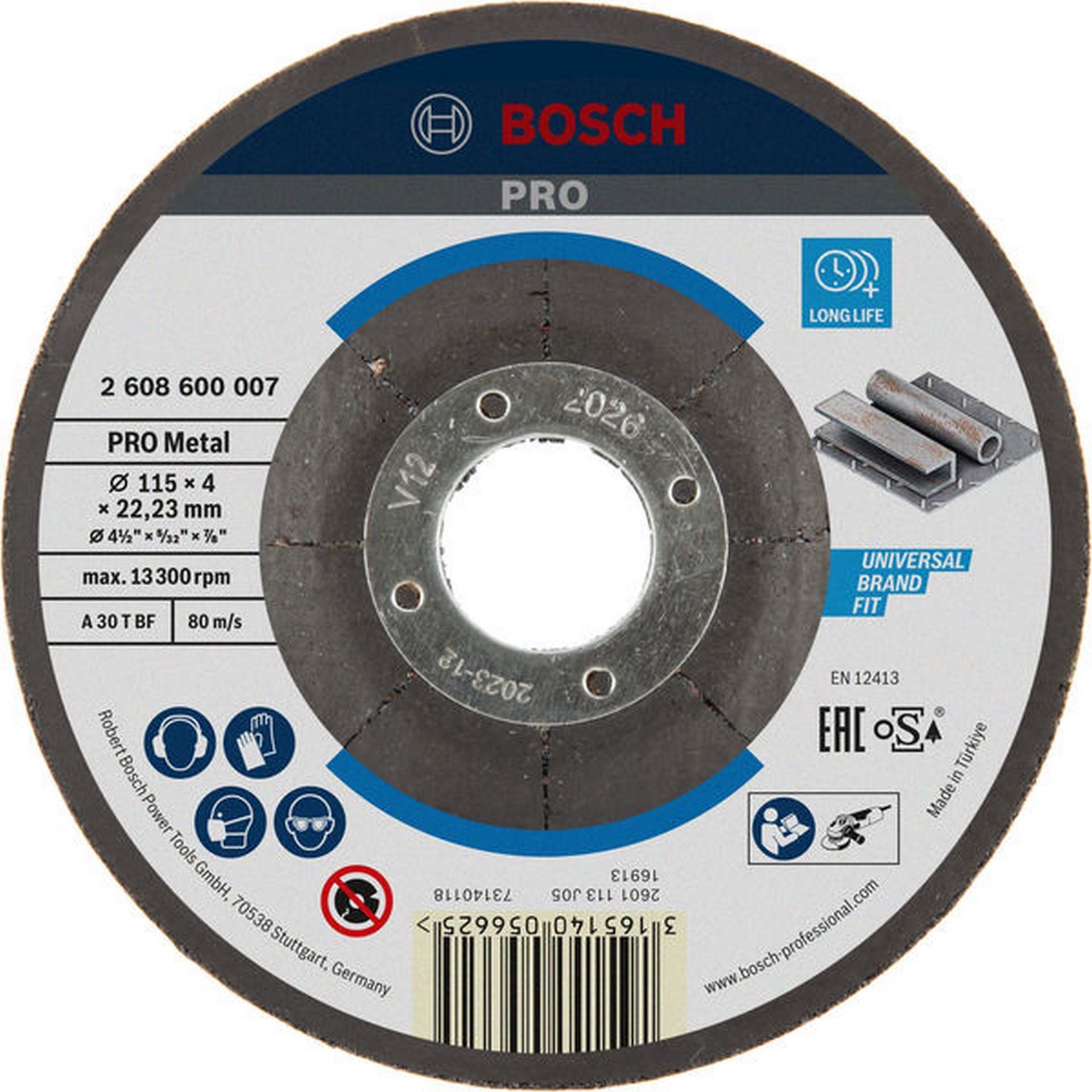Bosch PRO Metal Gebundene Schleifscheibe, 115 x 4 x 22,23 mm #2608600007