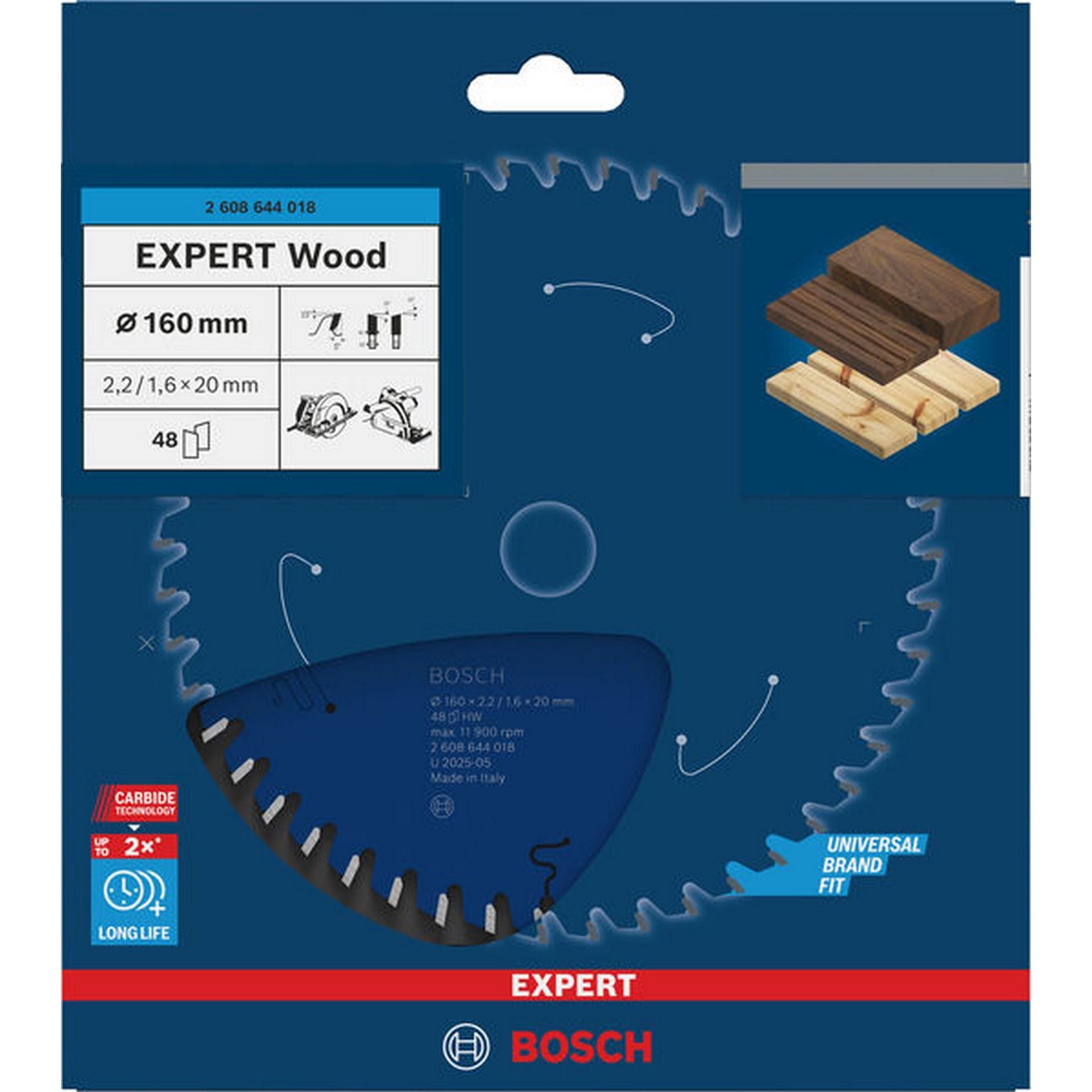 Bosch EXPERT Wood Kreissägeblatt, 160x2,2/1,6x20 mm, Z48 #2608644018