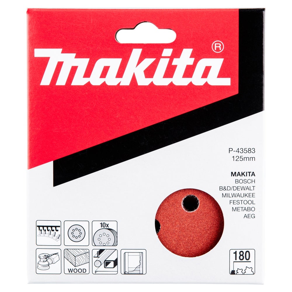 Makita Schleifpapier/Ø 125 mm/K180/10 Stk. #P-43583
