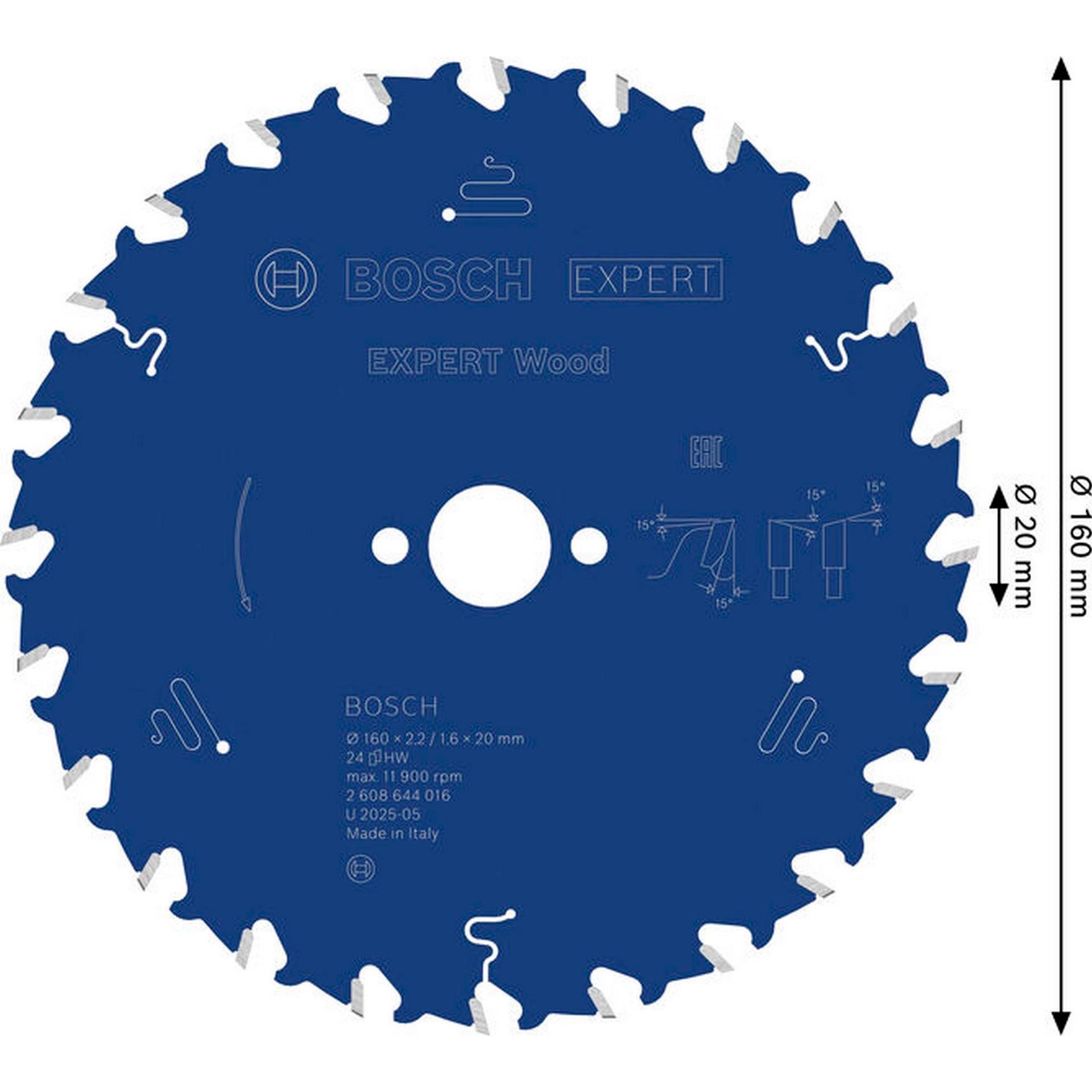 Bosch EXPERT Wood Kreissägeblatt, 160x2,2/1,6x20 mm, Z24 #2608644016
