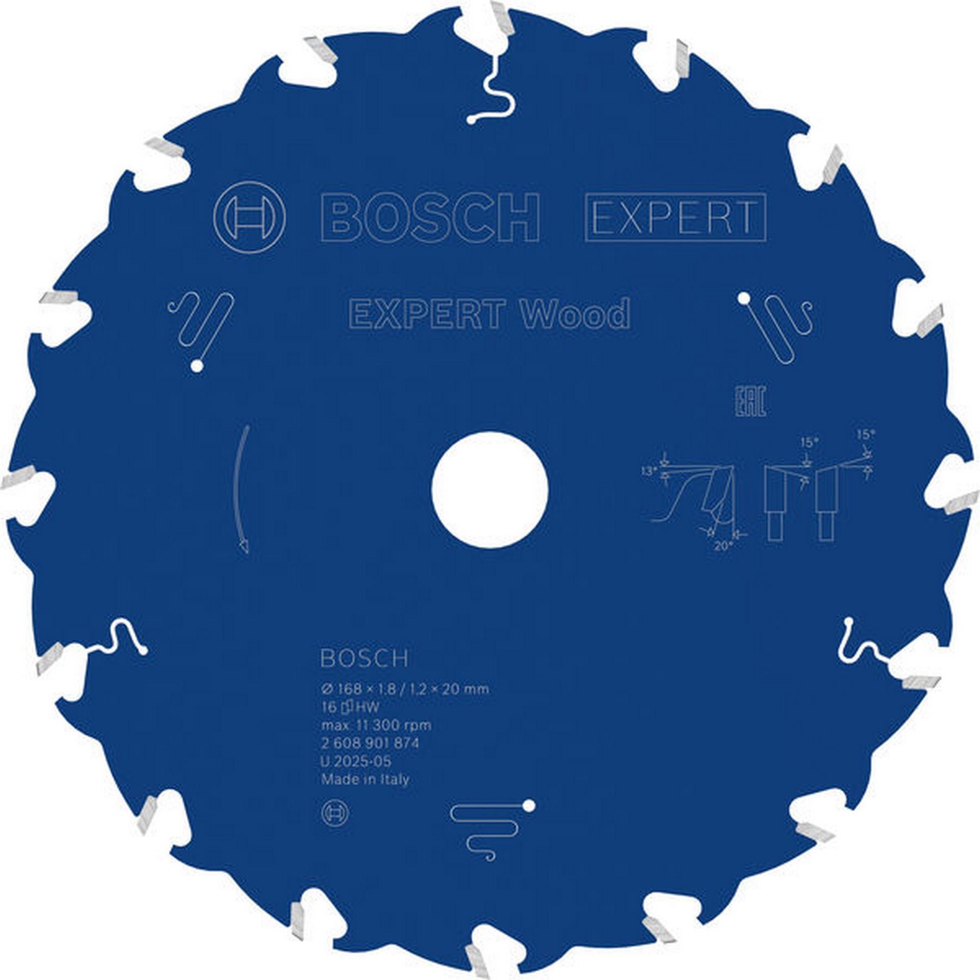 Bosch EXPERT Wood Kreissägeblatt, 168x1,8/1,2x20 mm, Z16 #2608901874