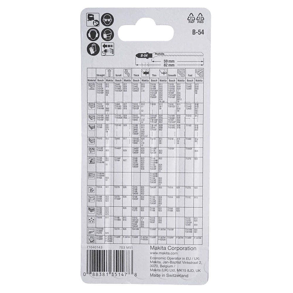 Makita Stichsägeblatt für Holz Sauberer Schnitt #B-10986