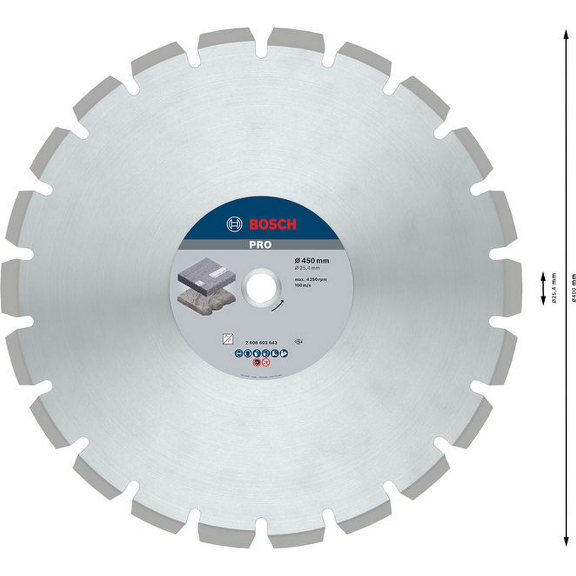 Bosch PRO Asphalt Diamanttrennscheibe, 450 x 25,4 mm #2608603643