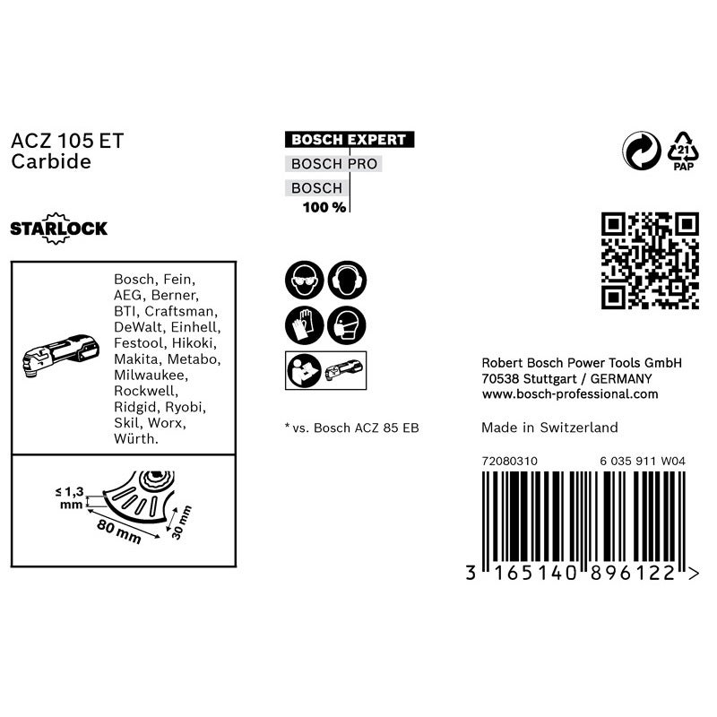 Bosch EXPERT ACZ 105 ET Multi Material Segmentsägeblatt, 5-tlg. #2608664207