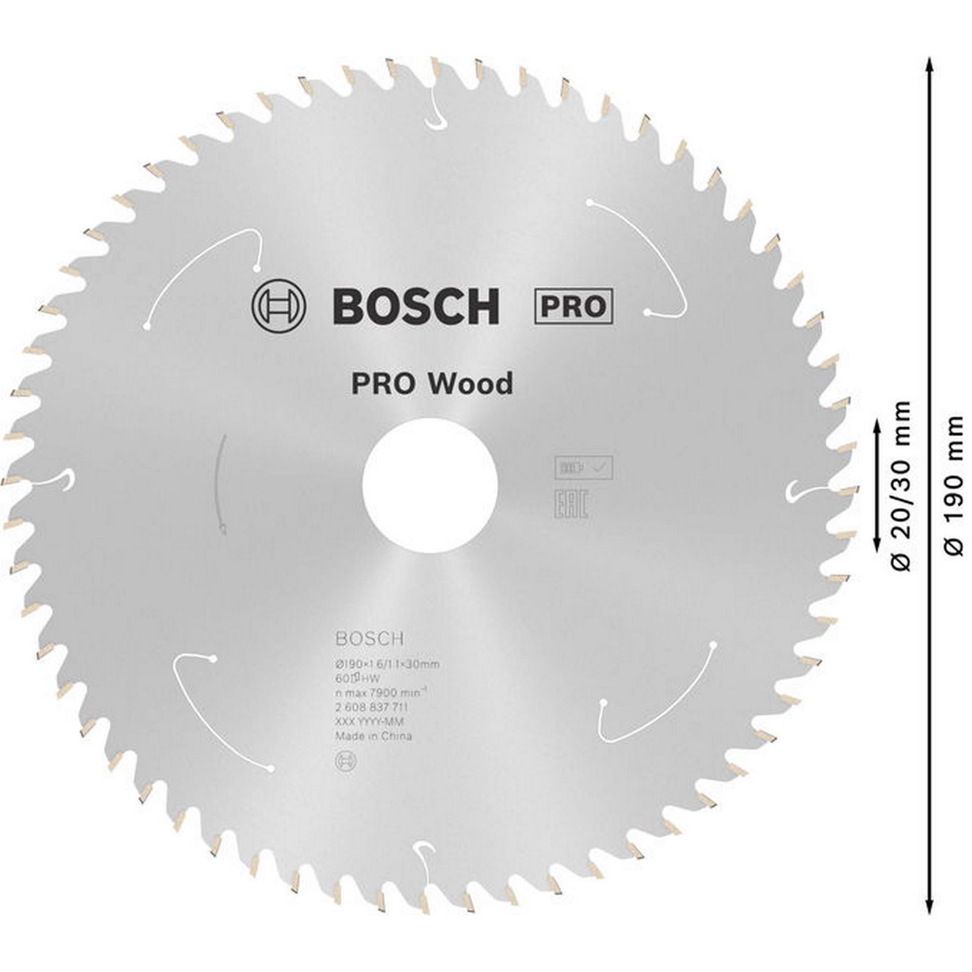Bosch PRO Wood cordless Kreissägeblatt, 190 x 1,6 x 30 mm, T60 #2608837711