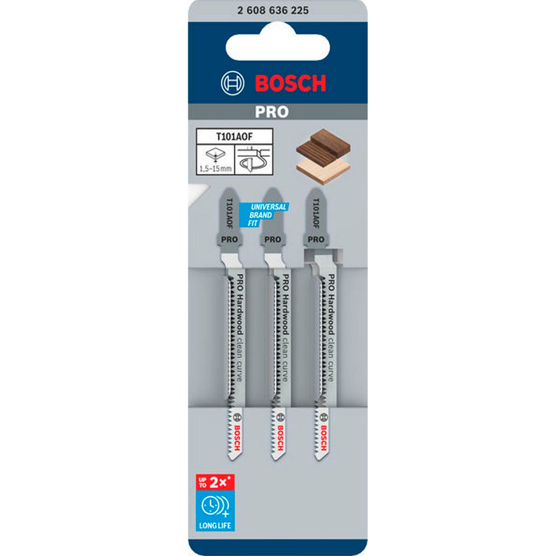 Bosch PRO Hardwood clean curve T101AOF Stichsägeblatt, 83 mm, 3-tlg. #2608636225