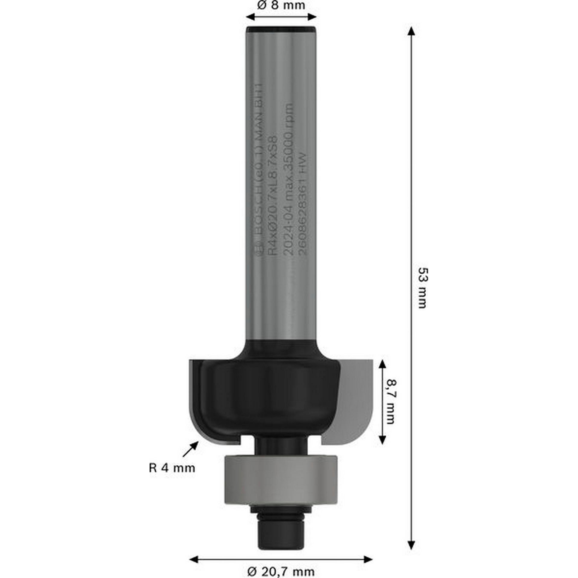 Bosch PRO Hohlkehlfräser, R 4 mm, S 8 mm #2608628361