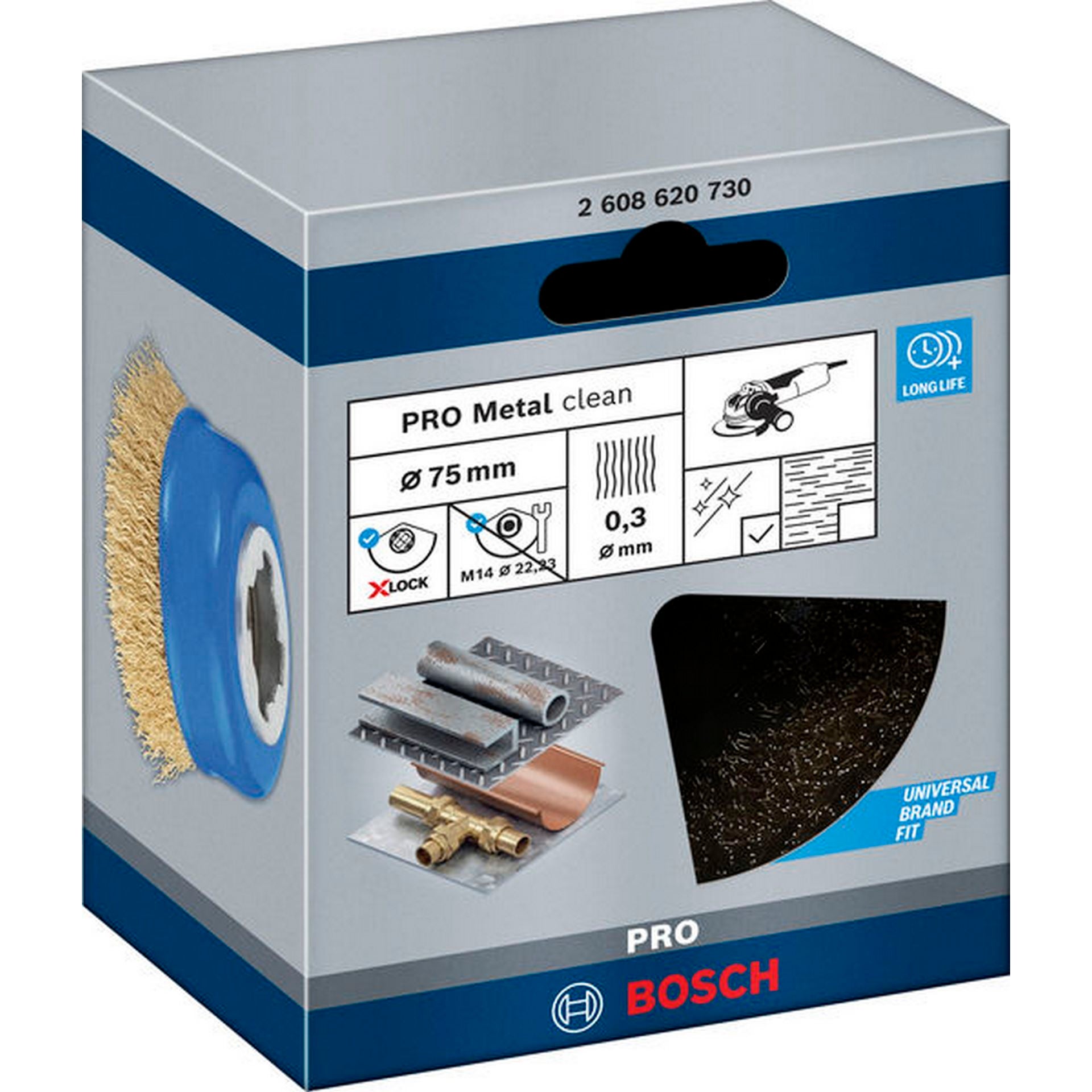 Bosch PRO Metal clean X-Lock Topfbürste, 75 x 0,30 mm, vermessingt #2608620730