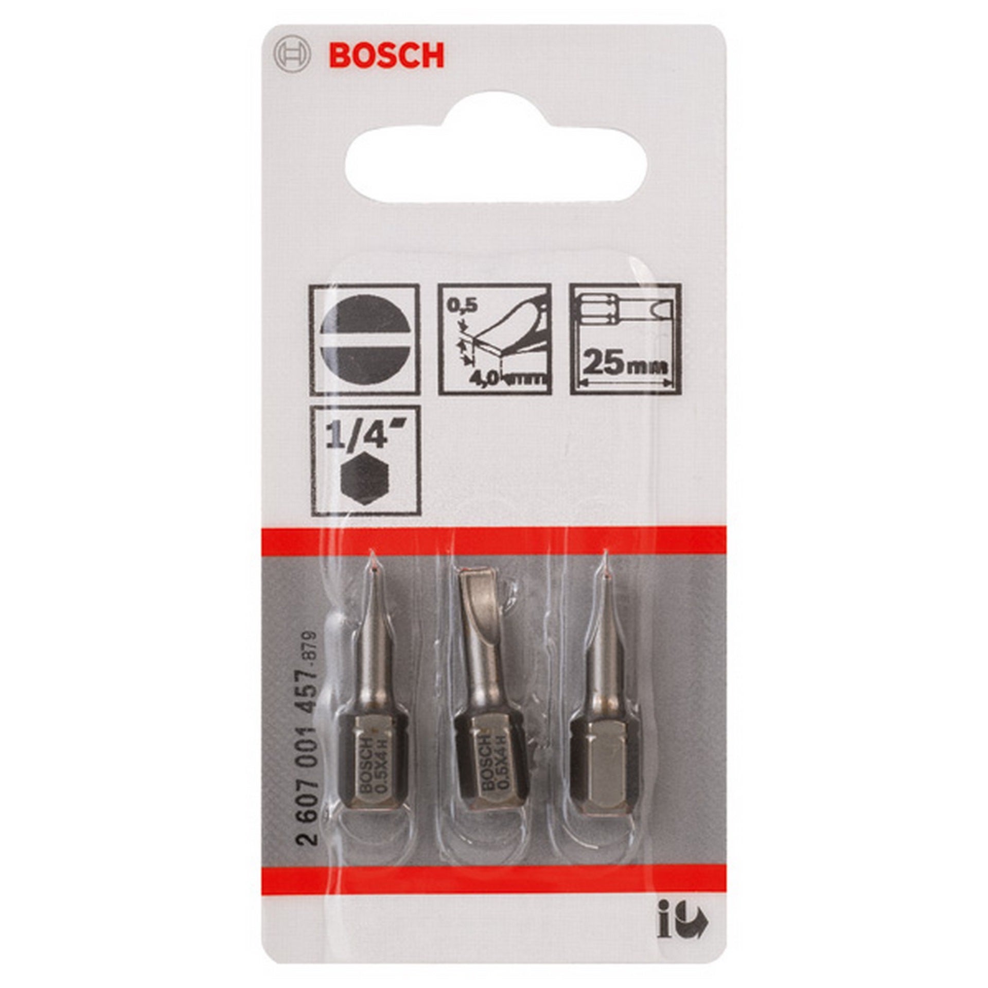 Bosch Schrauberbit Extra-Hart S 0,5 x 4,0, 25 mm, 3er-Pack #2607001457
