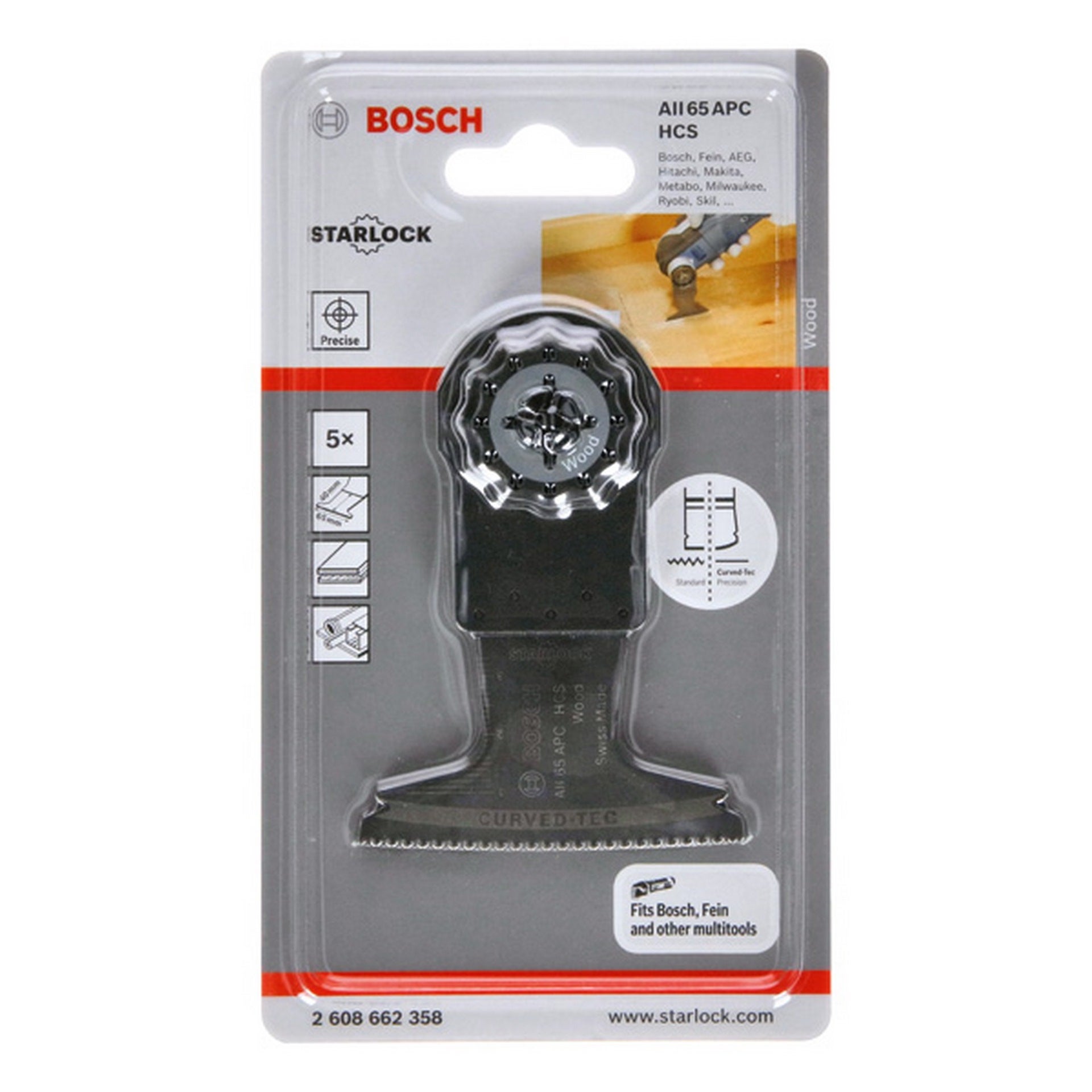 Bosch HCS Tauchsägeblatt AII 65 APC Wood, 40 x 65 mm, 5er-Pack #2608662358